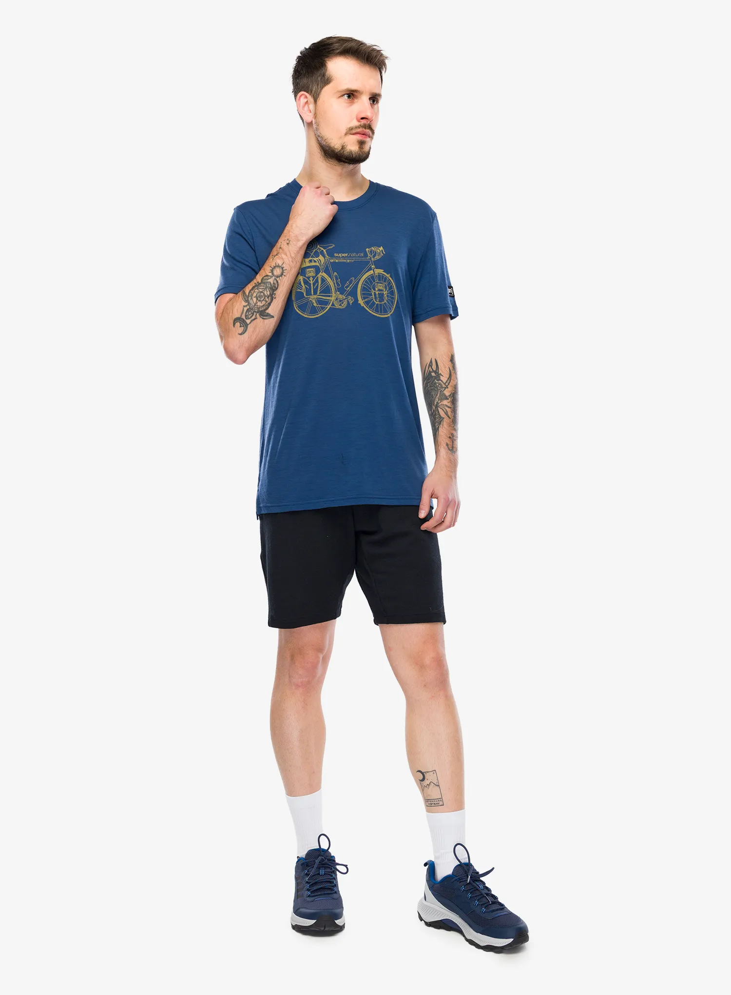 Tričko s potlačou Super.natural Wander Wheel Tee - ocean blue/dried tobacco