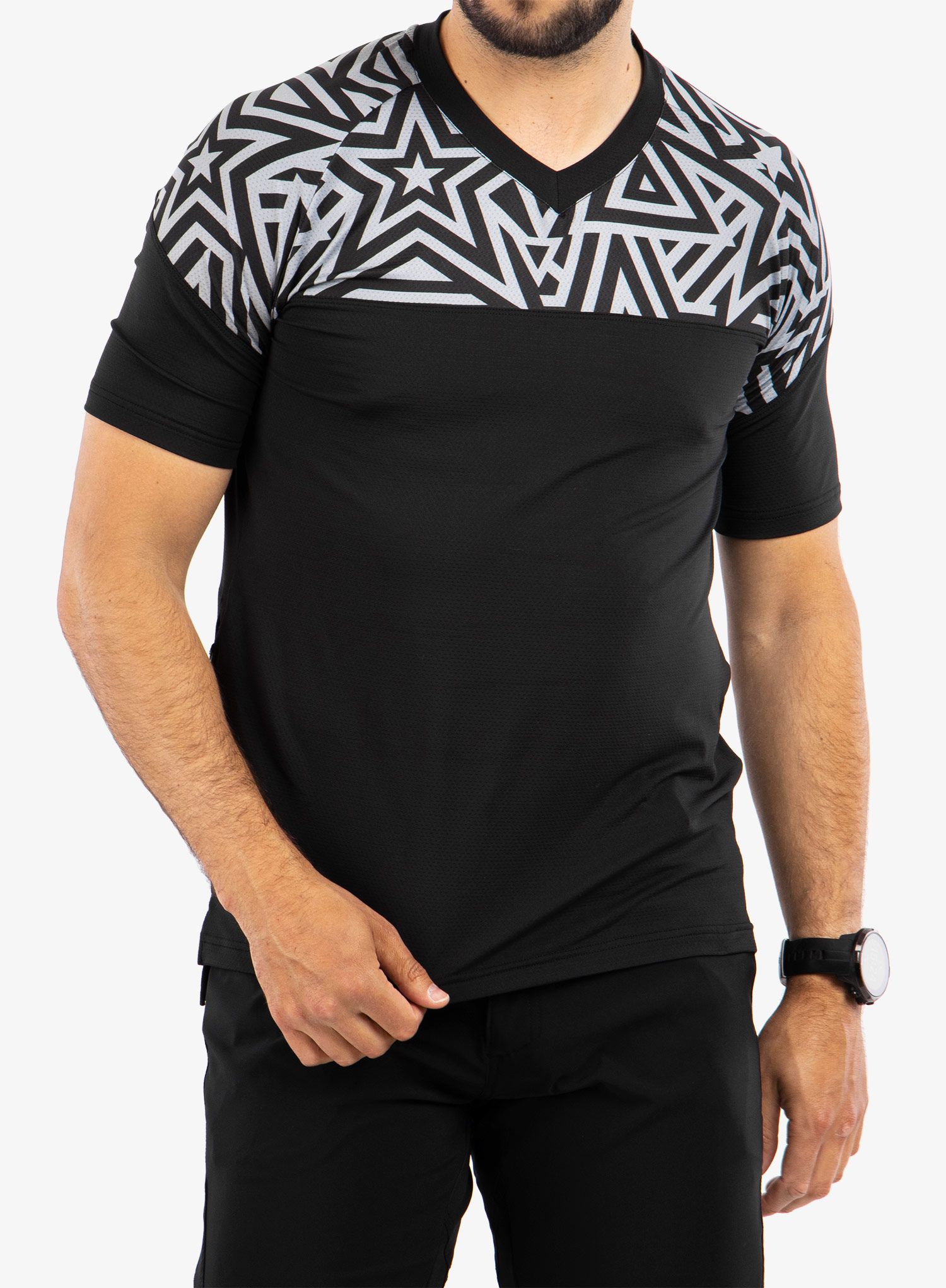 Cyklistické tričko Sensor Helium Jersey S/S - black/stars