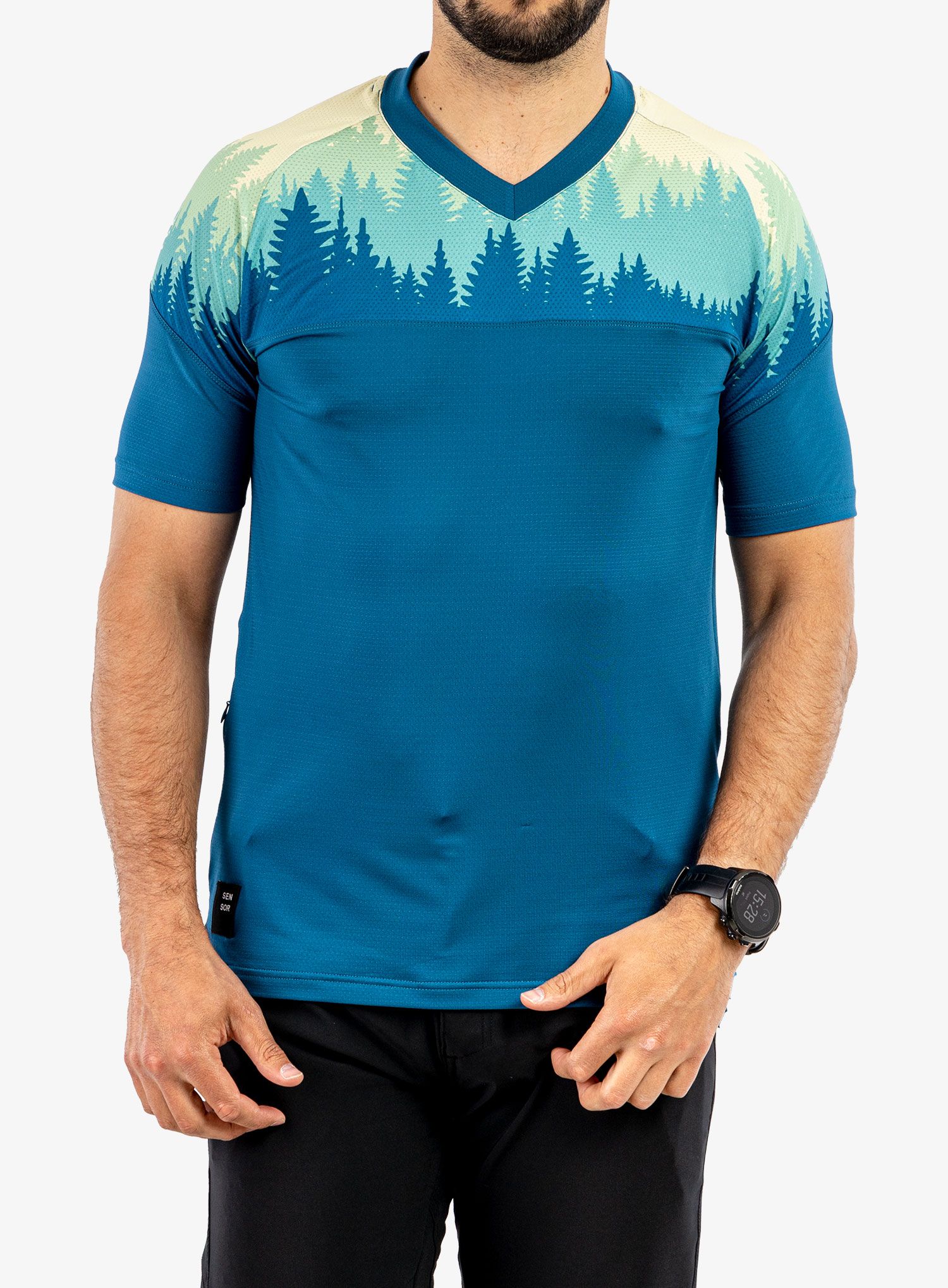 Cyklistické tričko Sensor Helium Jersey S/S - saphire/trees