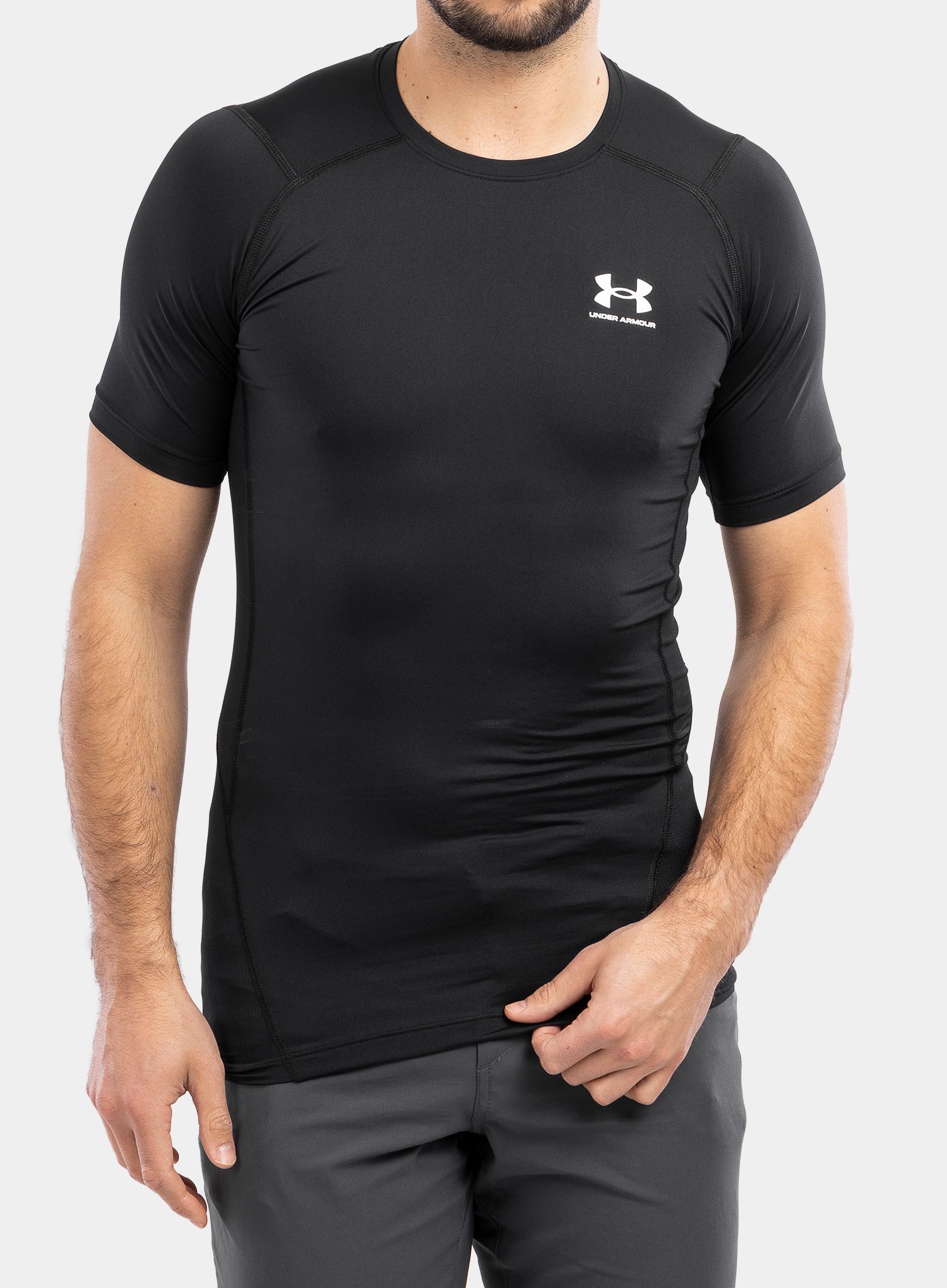 Pánske tričko Under Armour HG Armour Comp S/S - black/white