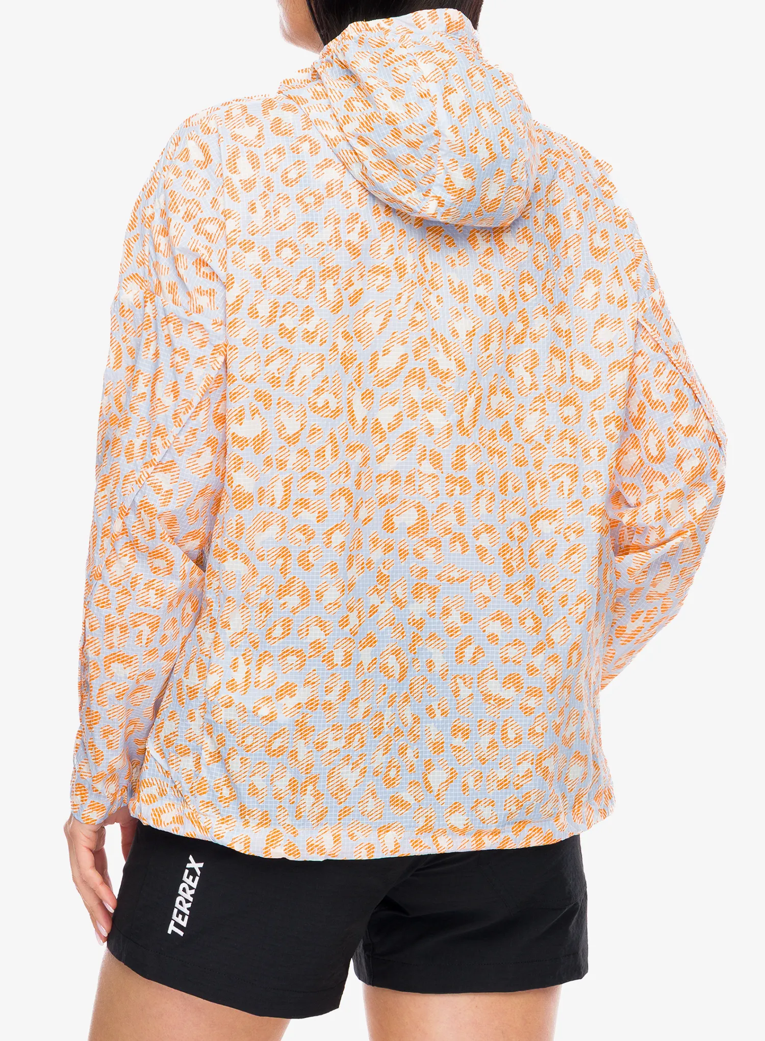 Bunda dámska adidas TERREX Xploric CLIMA365 Printed Wind Anorak - white/glow blue/pure tangerine