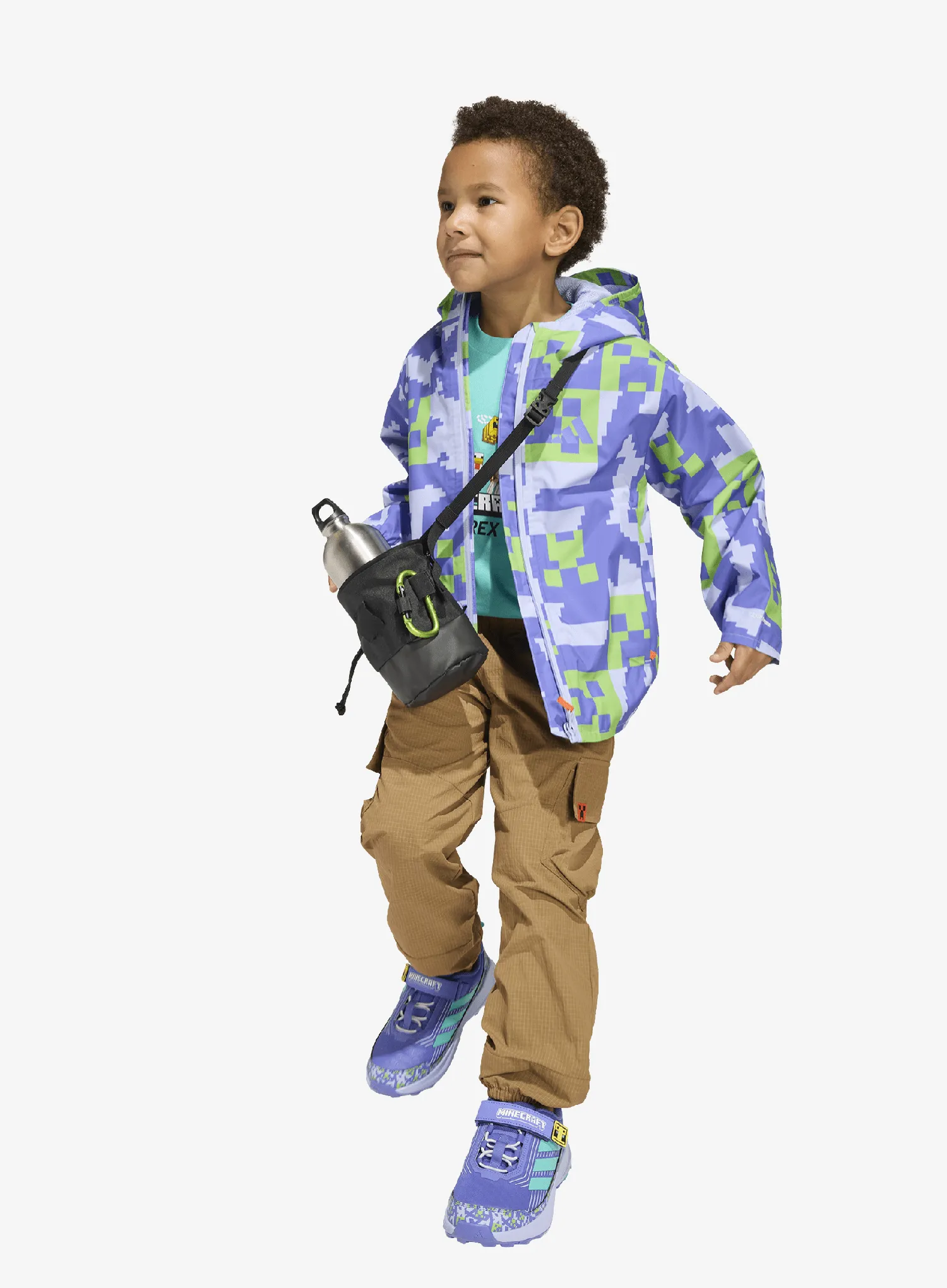 Detská bunda adidas TERREX Minecraft Climaproof Rain Jacket - violet to/cobalt blue/luc lime