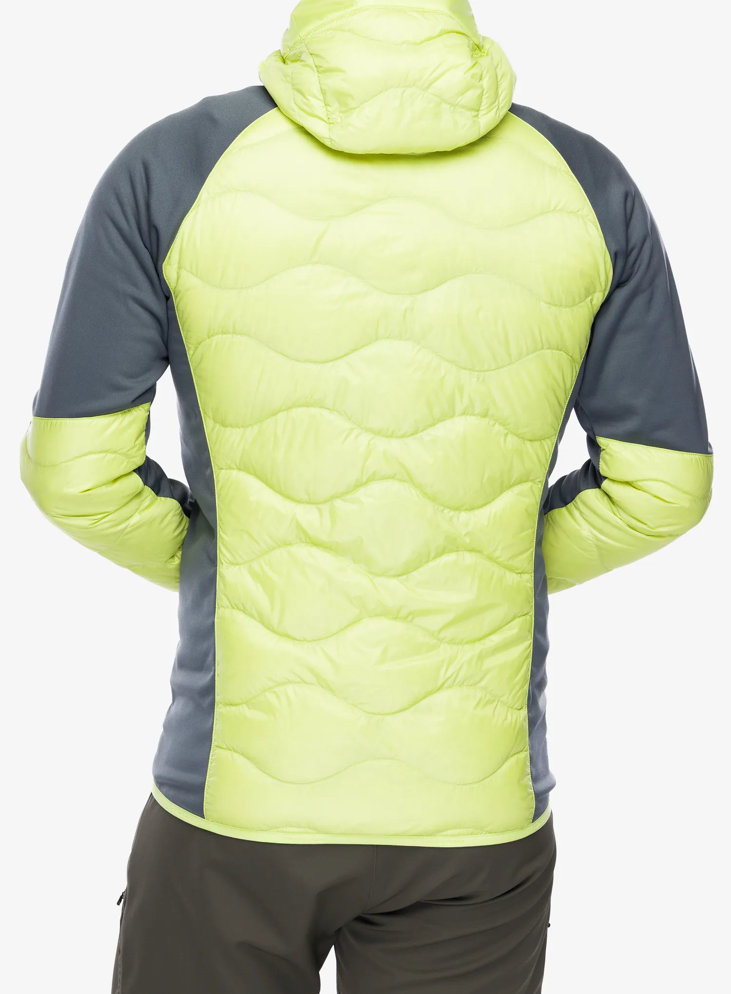 Hybridná bunda Peak Performance Helium Down Hybrid Hood - crystal green/mountain mist