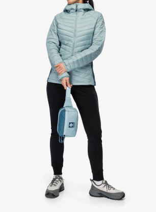 Zateplená bunda dámska Columbia Powder Pass III Hybrid Hooded Jkt - crushed blue/everblue
