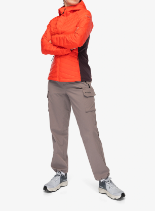 Zateplená bunda dámska Columbia Powder Pass III Hybrid Hooded Jkt - poppy red/moonvista