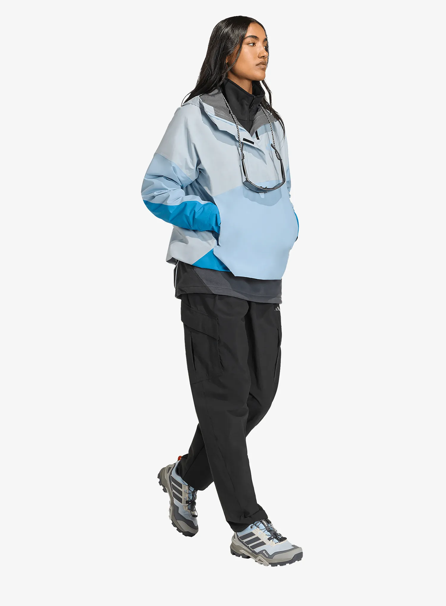 Nepremokavá bunda dámska adidas TERREX Xploric 2.5L Climaproof Anorak - crystal sky/glow blue/ray blue