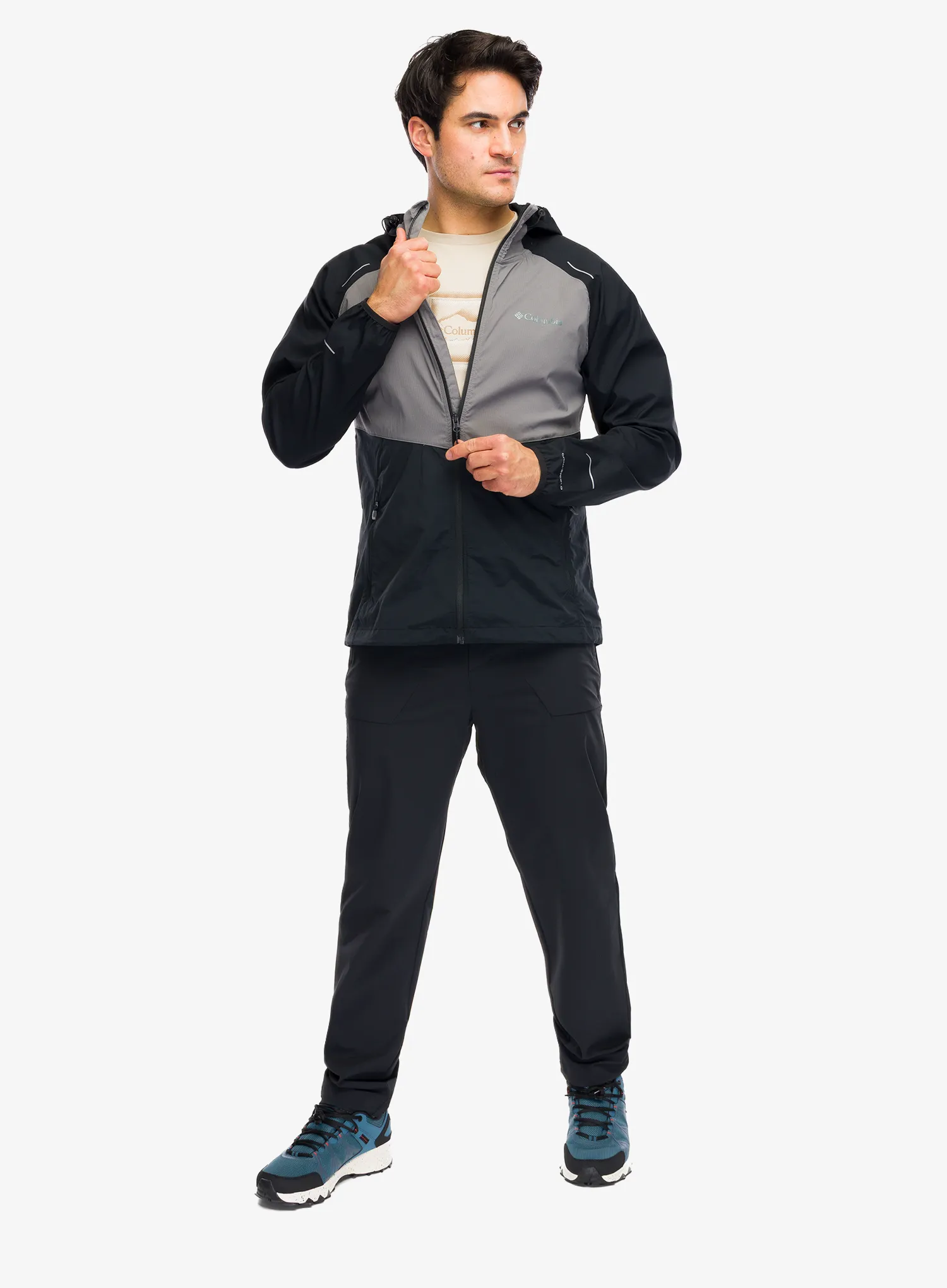 Vetrovka Columbia Tech II Wind Full Zip - black/columbia grey