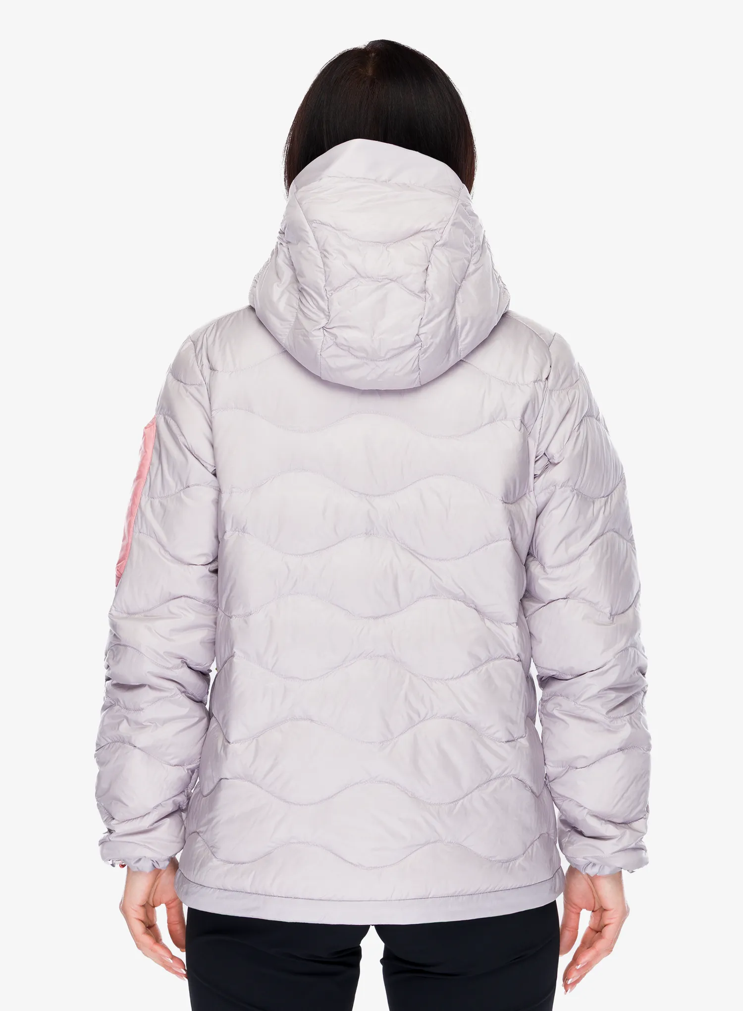 Bunda páperová dámska Peak Performance Helium Utility Down Hood Jacket - misty lavender/canary lime