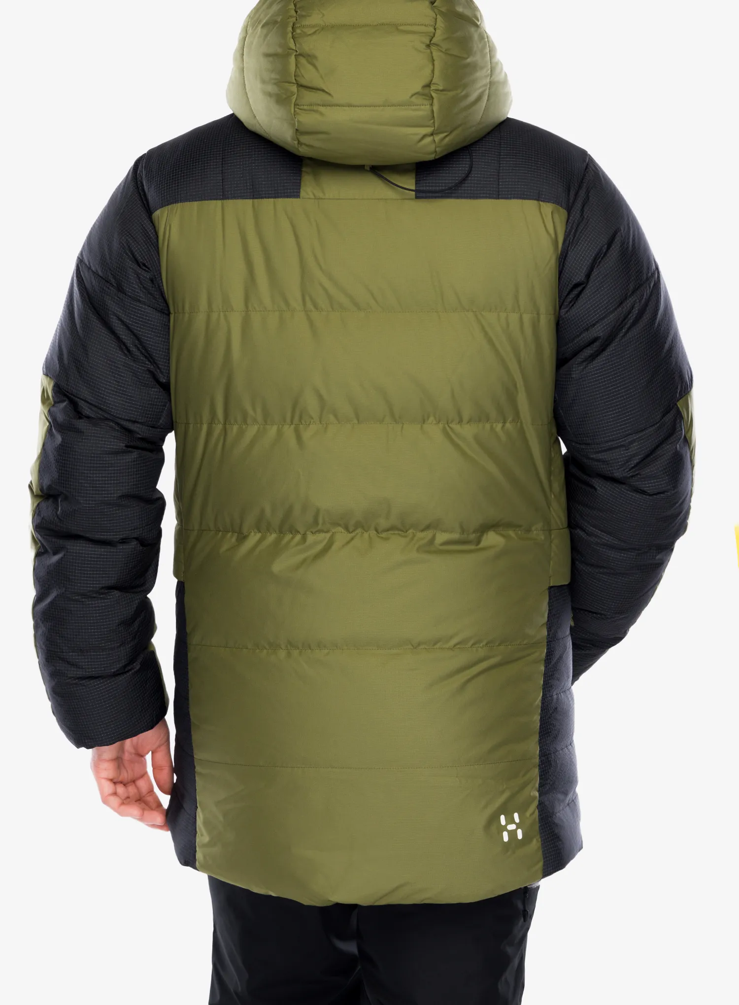 Páperová bunda Haglofs Riksgransen Down 850 Hood - olive green/true black