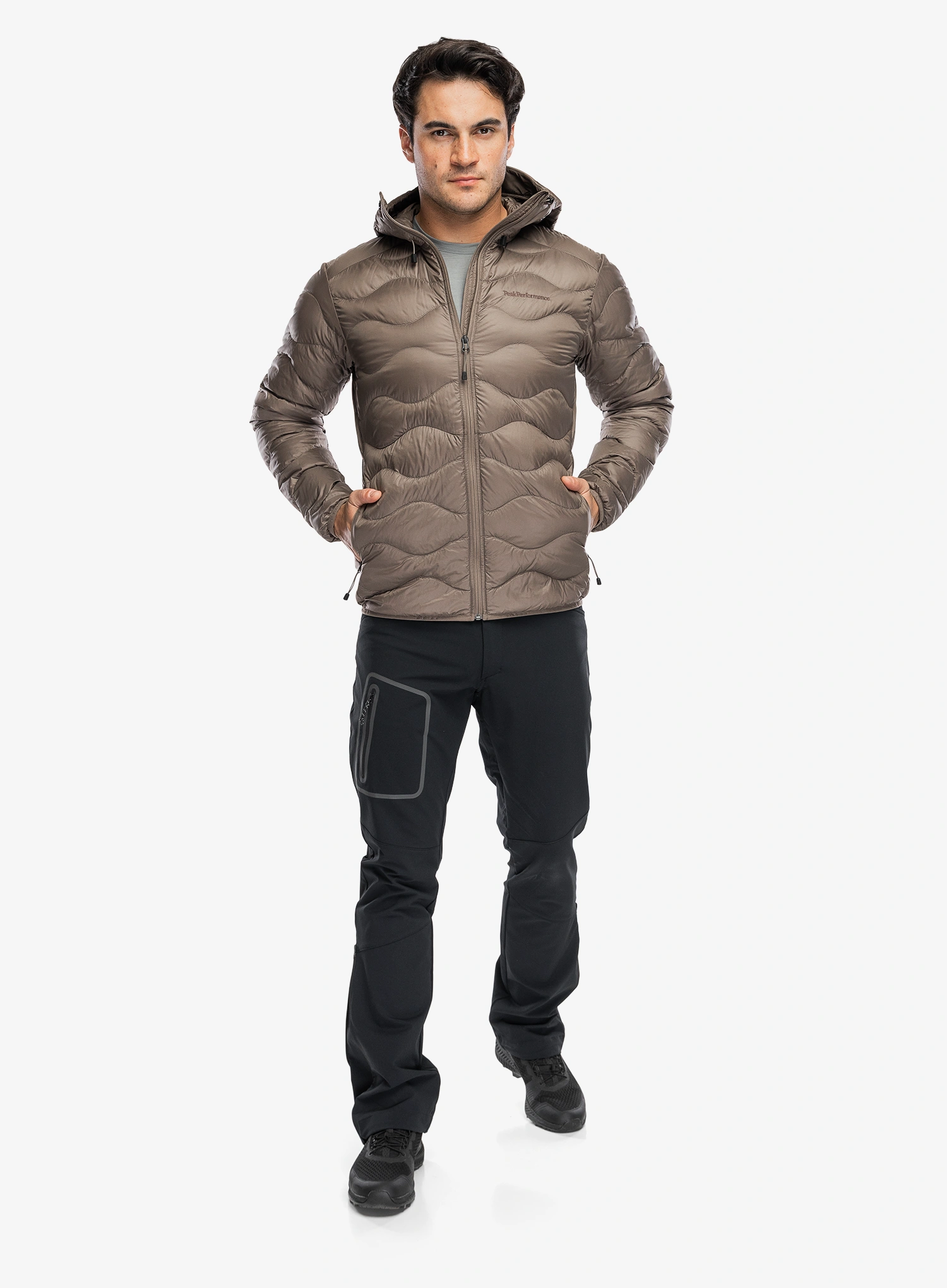 Páperová bunda Peak Performance Helium Down Hood Jacket - terrain tan