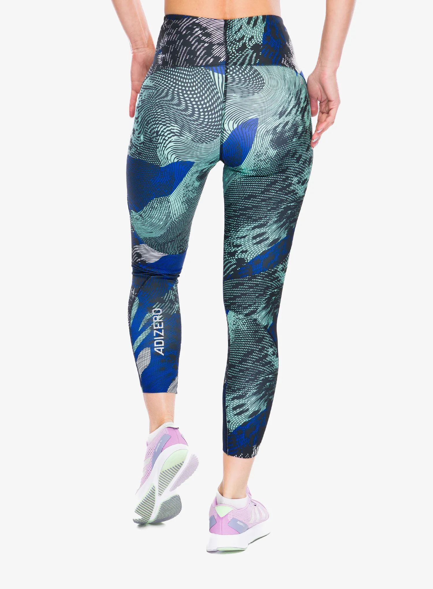 Dámske bežecké legíny adidas Adizero All Over Print Tights - black/lucid blue