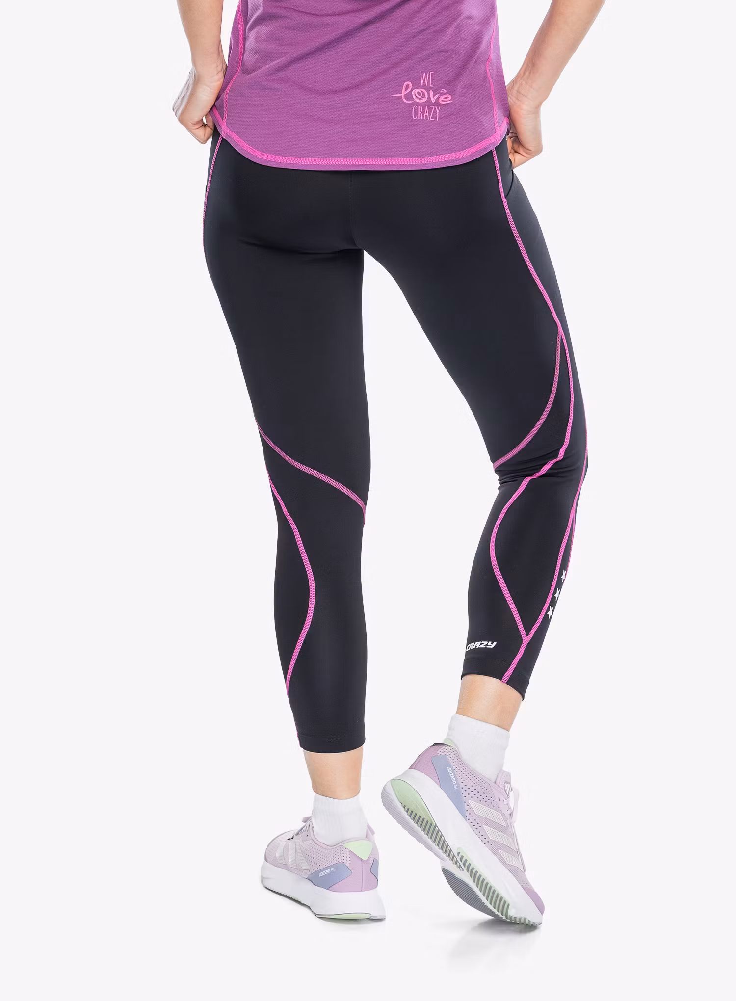 Dámske bežecké legíny Crazy Leggings Cute Light - pop
