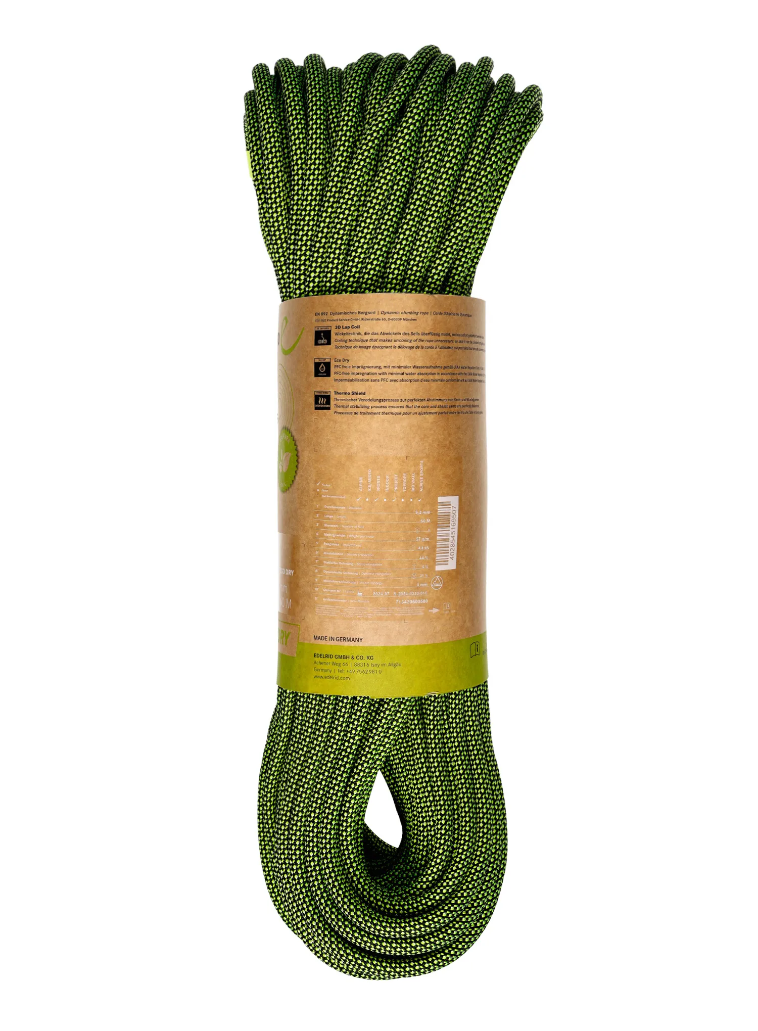 Dynamické lano Edelrid Hummingbird Eco Dry 9,2 mm 60 m - night/citrus