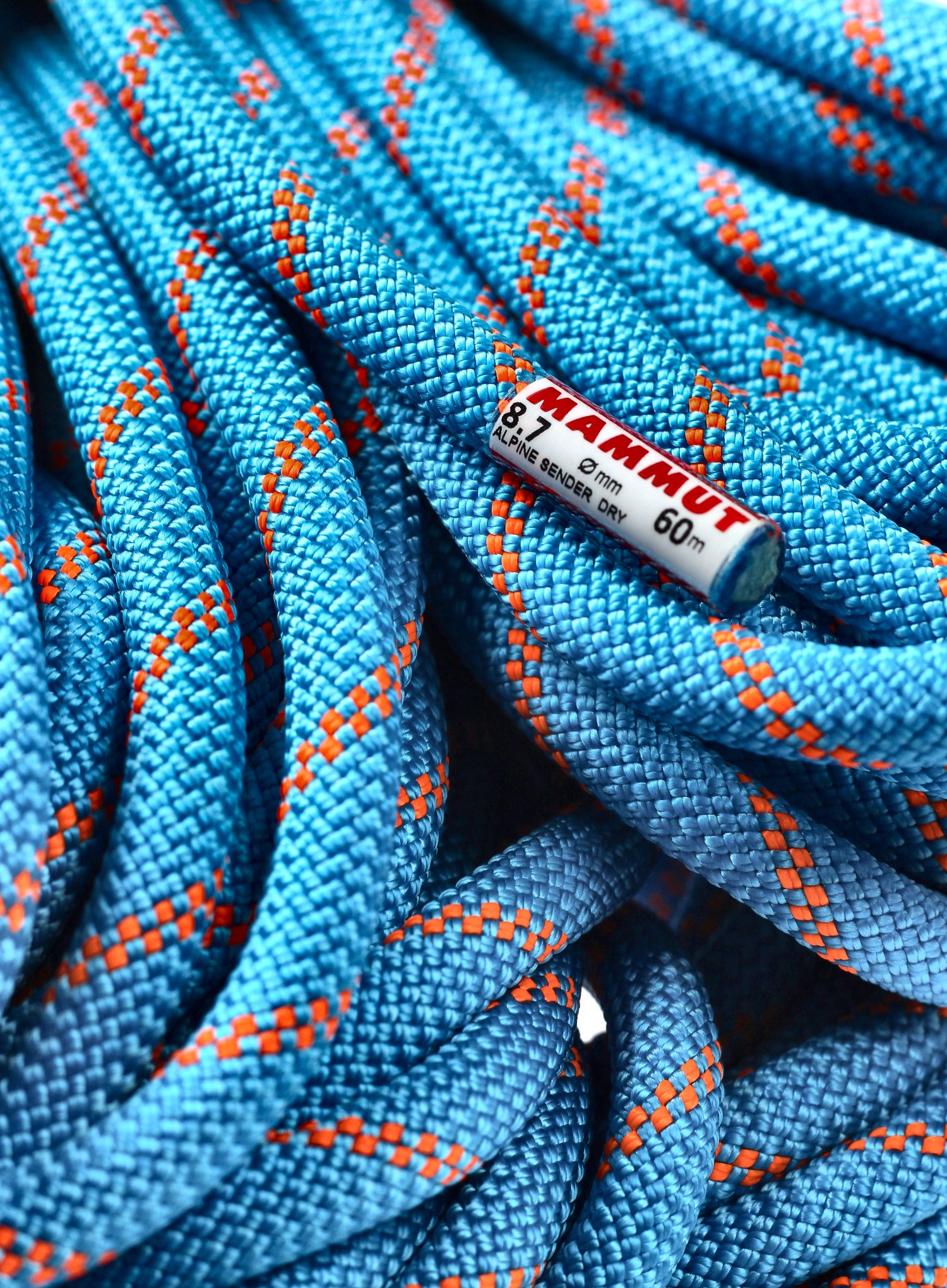 Dynamické lano Mammut 8.7 Alpine Sender Dry Rope 60 m - ocean/vibrant orange