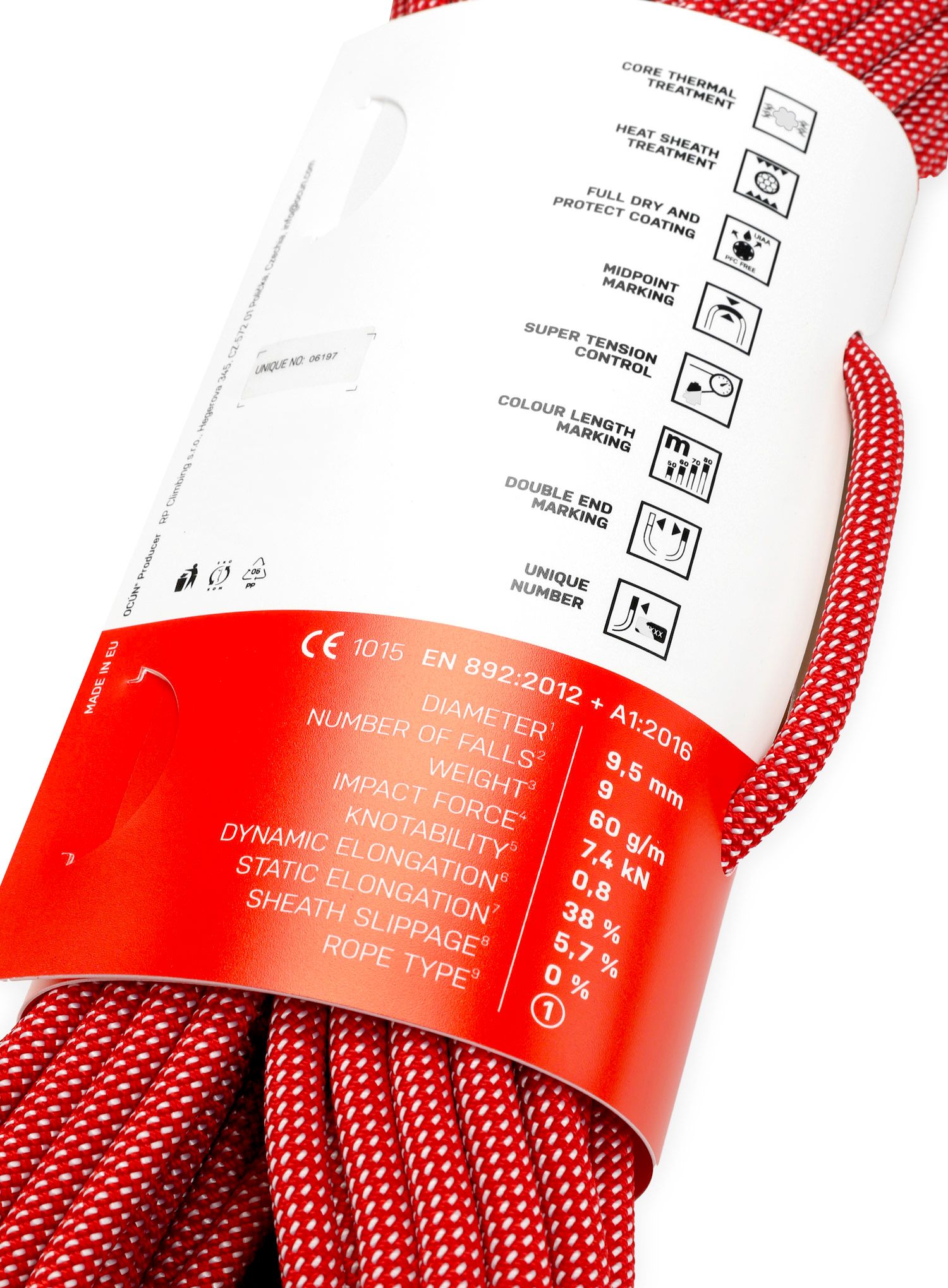 Horolezecké lano Ocun Spirit 9,5 mm 80 m - red/white