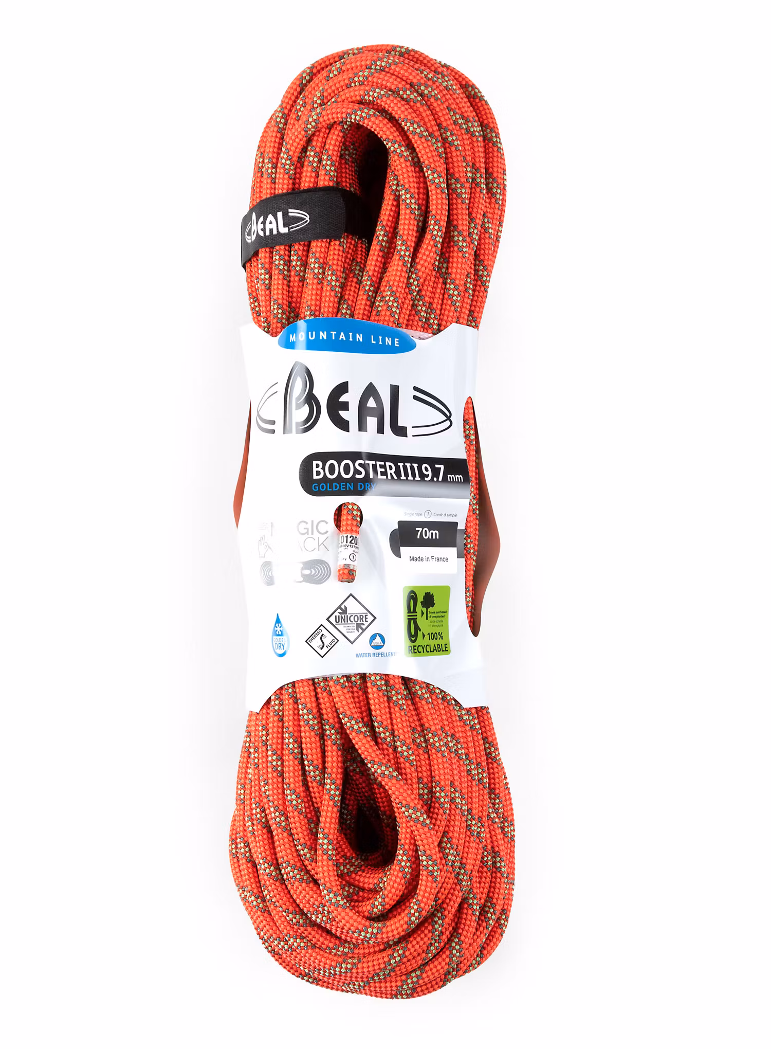 Horolezecké lano Beal Booster III 9,7 mm 70 m Unicore Golden Dry - orange