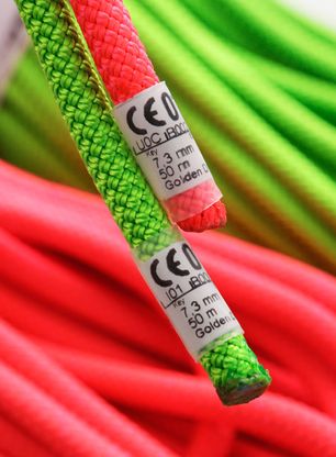 Polovičné lano Beal Gully 7,3 mm 50 m Unicore Golden Dry x 2 - orange/green