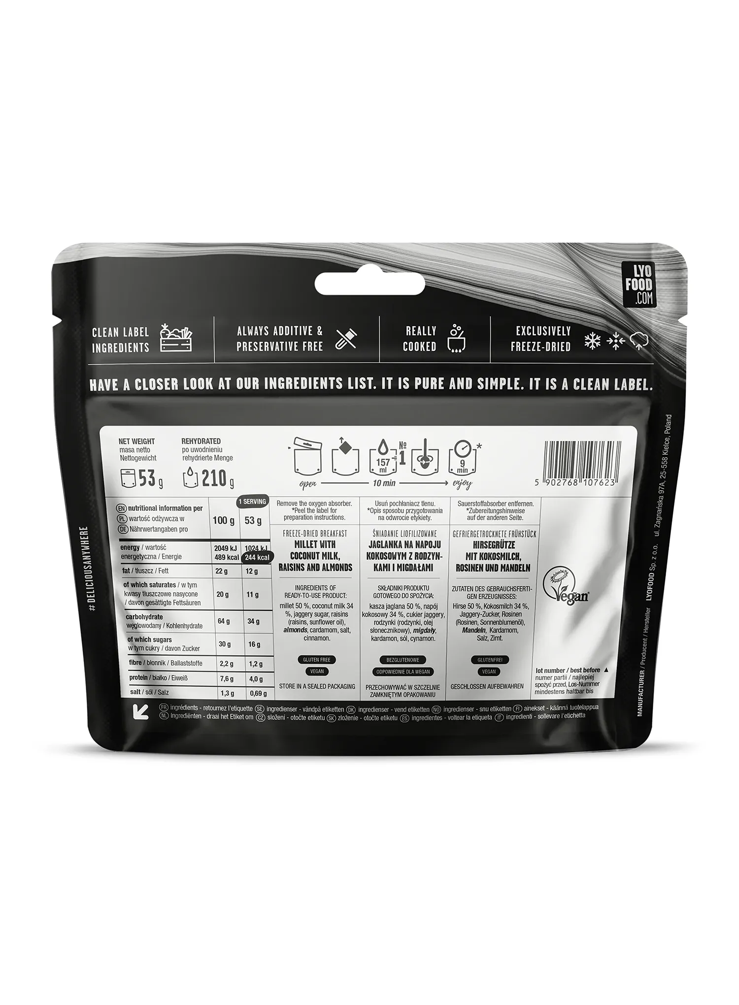 Lyofilizát LYOFOOD Millet Payasam 210g