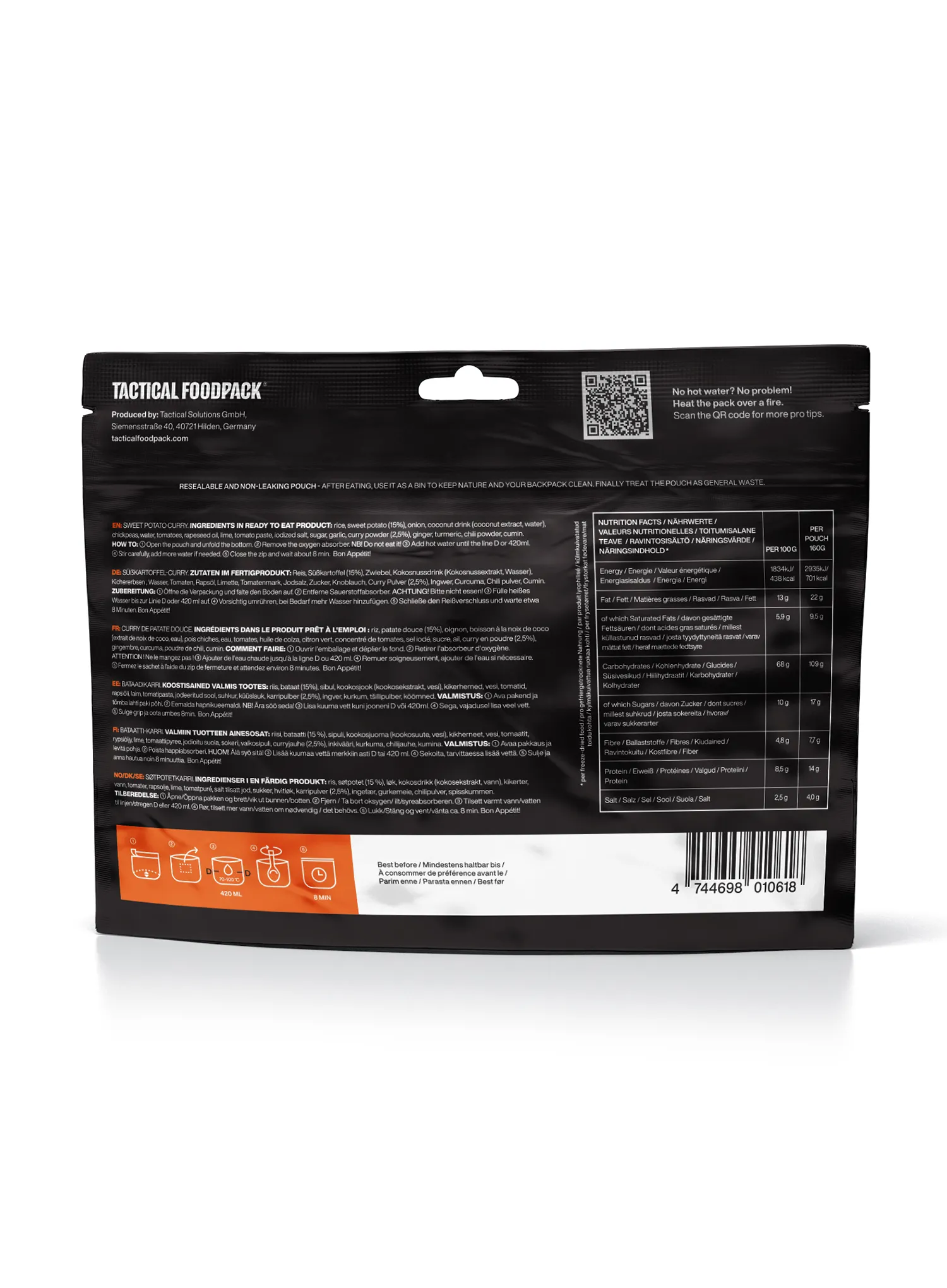 Lyofilizát Tactical Foodpack Sladké zemiakové kari 580 g