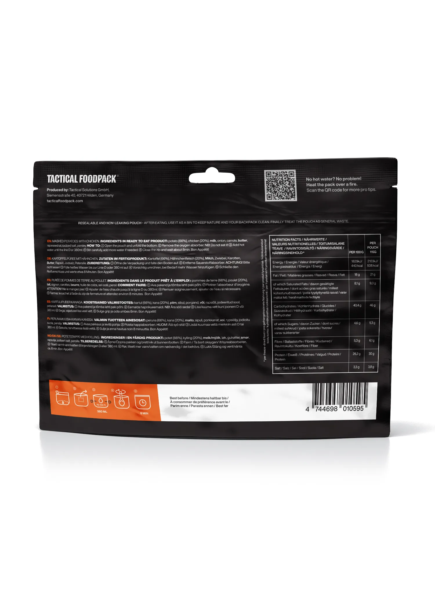 Lyofilizát Tactical Foodpack Zemiaková kaša s kuracím mäsom 495 g