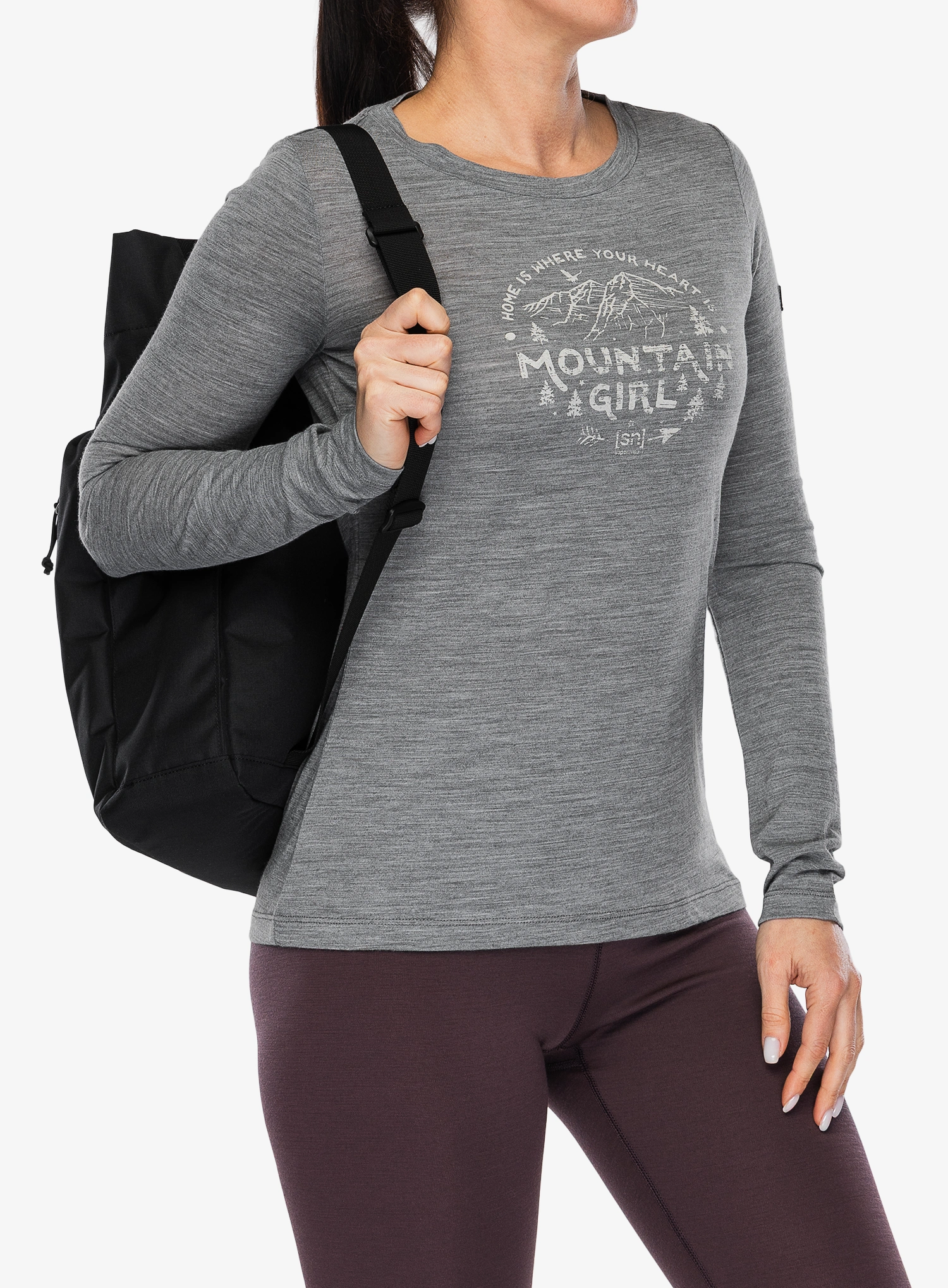 Longsleeve dámsky Super.natural Mountain Girl LS - cashmere grey mel/wht stone