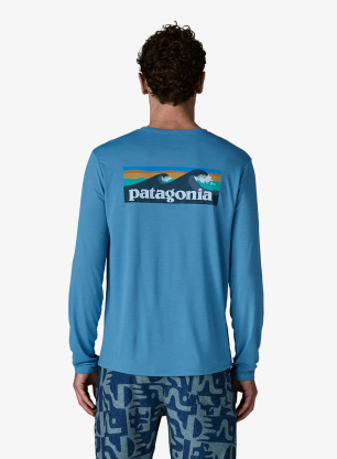 Longsleeve Patagonia L/S Cap Cool Daily Shirt Boardshort Logo - shore blue/l.shore blue x-dye