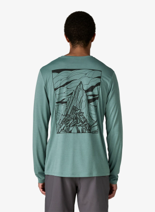 Longsleeve Patagonia L/S Cap Cool Daily Shirt Cloud Crag - blue sage/l.blue sage x-dye