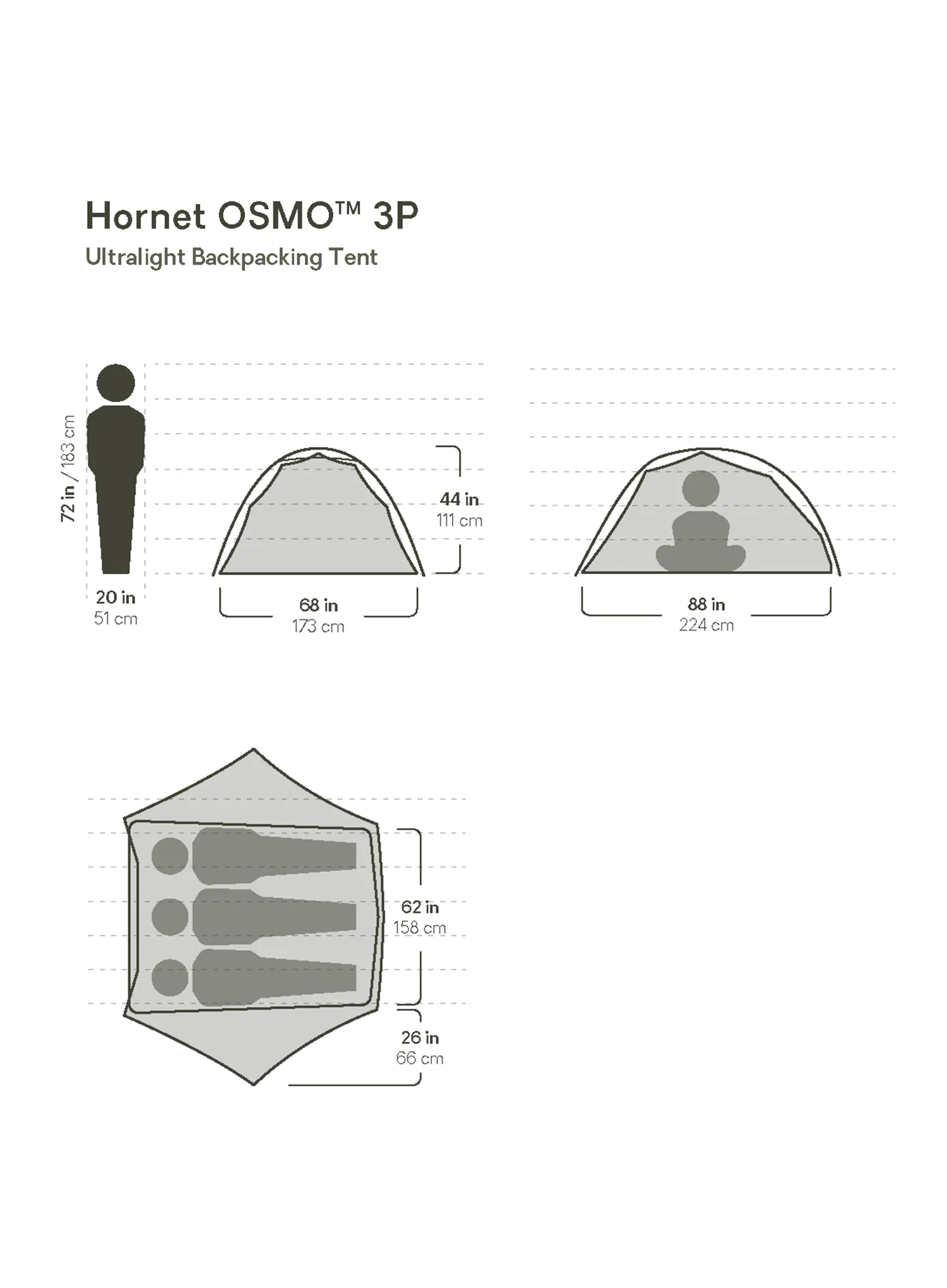 Stan pre 3 osoby Nemo Hornet OSMO 3P - goodnight gray