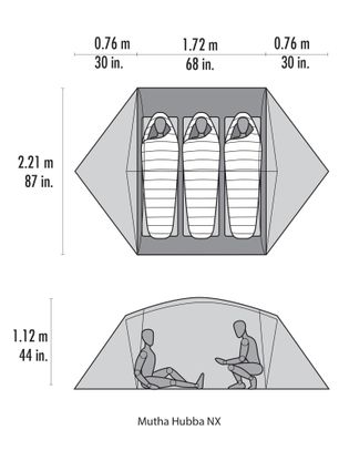 Stan pre 3 osoby MSR Mutha Hubba NX 3-Person Backpacking Tent - gray