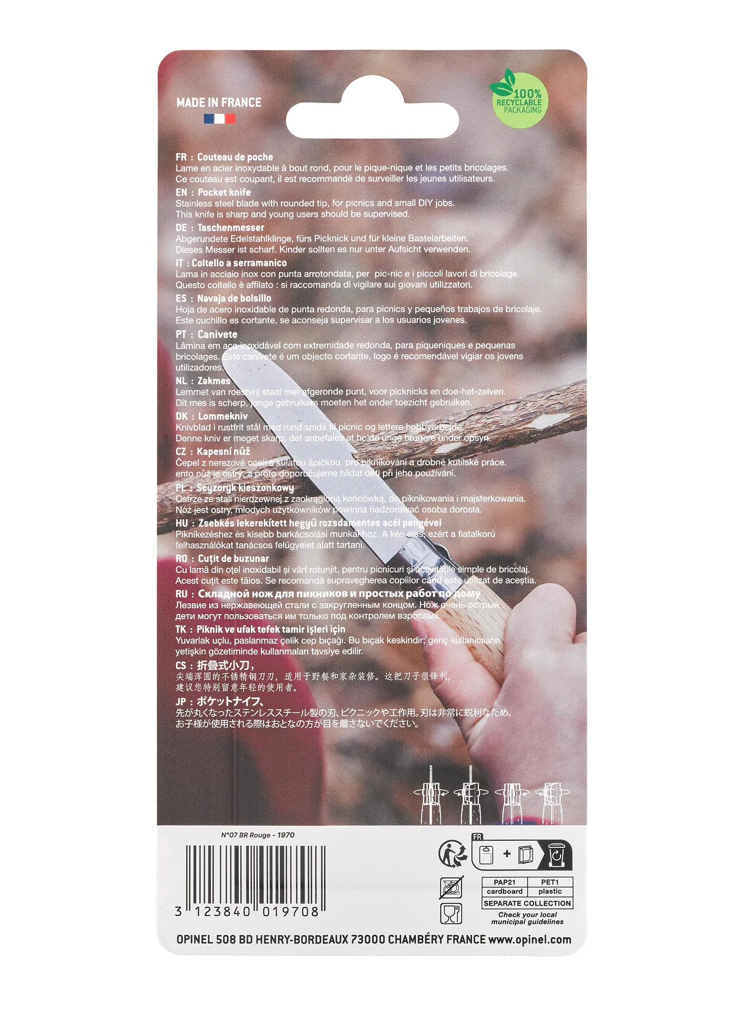 Nôž Opinel My First Opinel No.07 Blister - blue