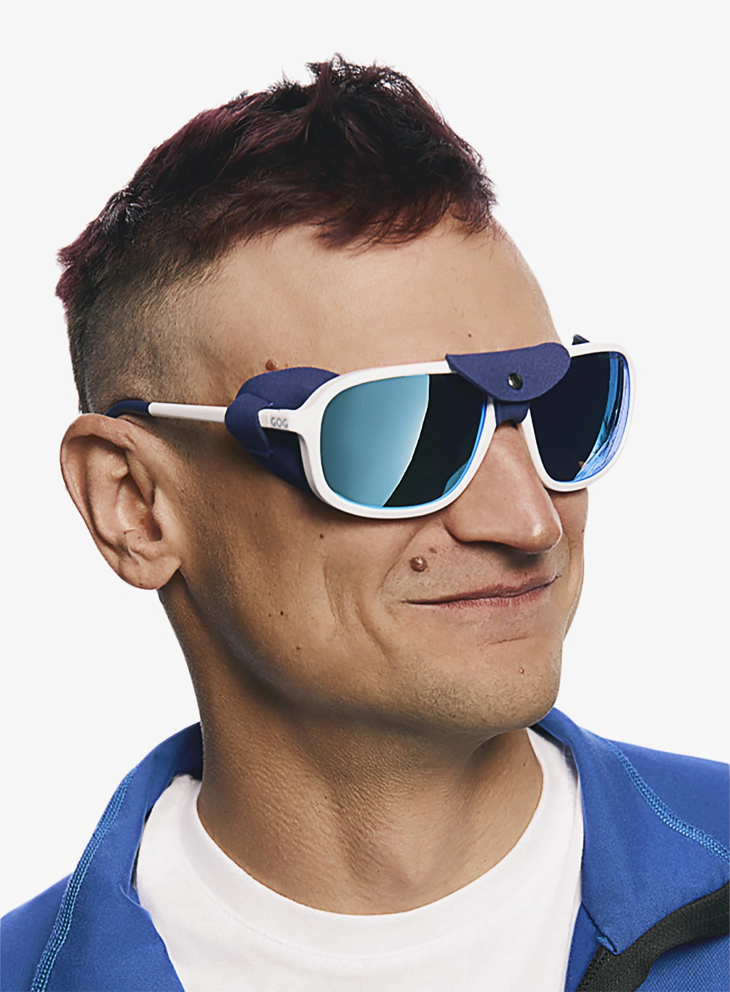 Okuliare na hôry GOG Everest - matt white/navy blue/ref blue