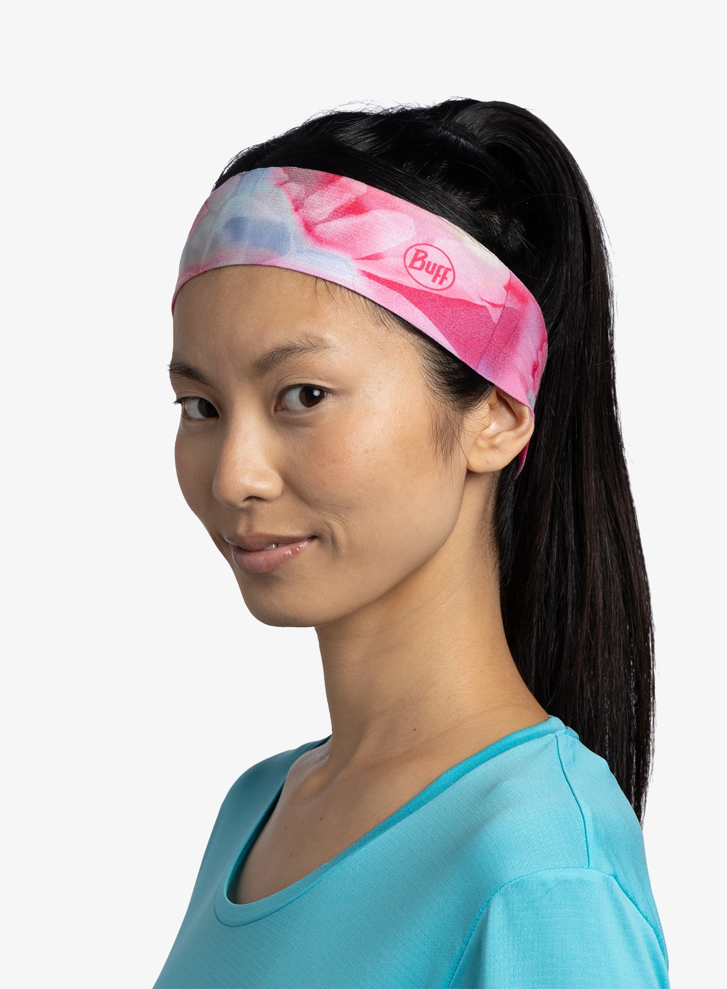 Čelenka Buff Coolnet UV+ Headband Slim - esmerald fluor fuchsia