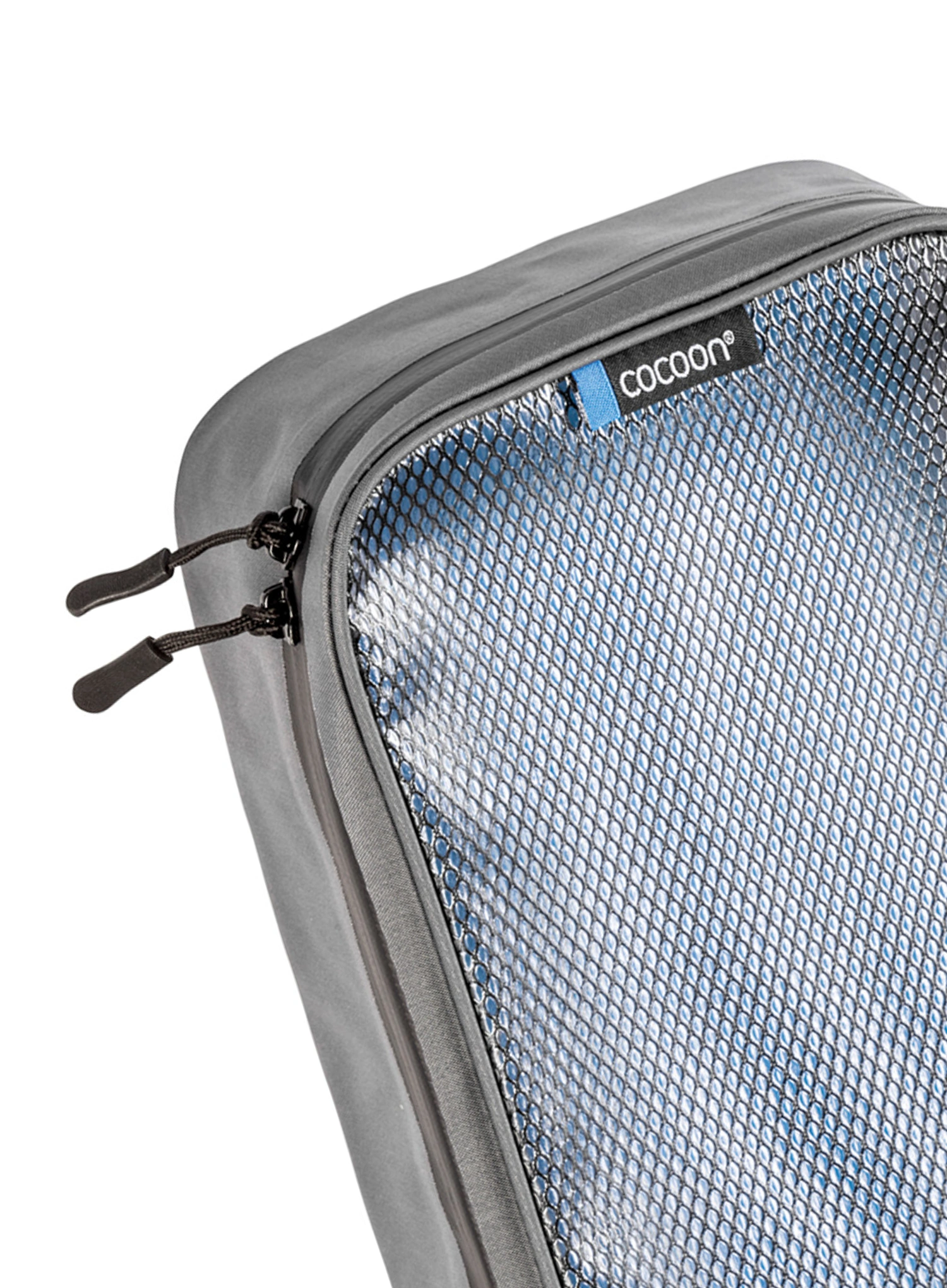 Cestovný organizér Cocoon Packing Cube - Laminated Net Top M - grey/blue