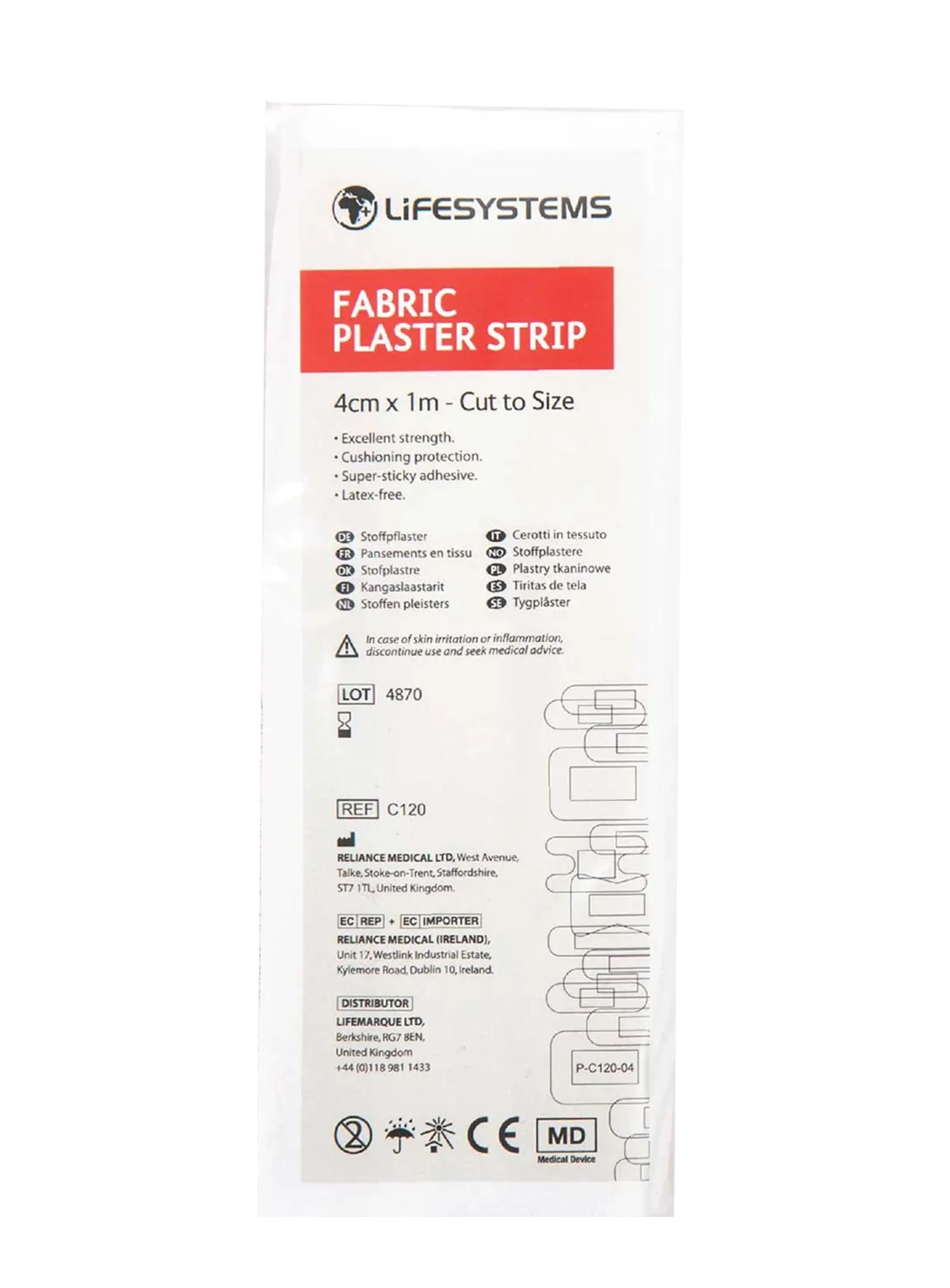 Náplasti na kurie oká Lifesystems Fabric Strip 4m x 1m x 3m - nude