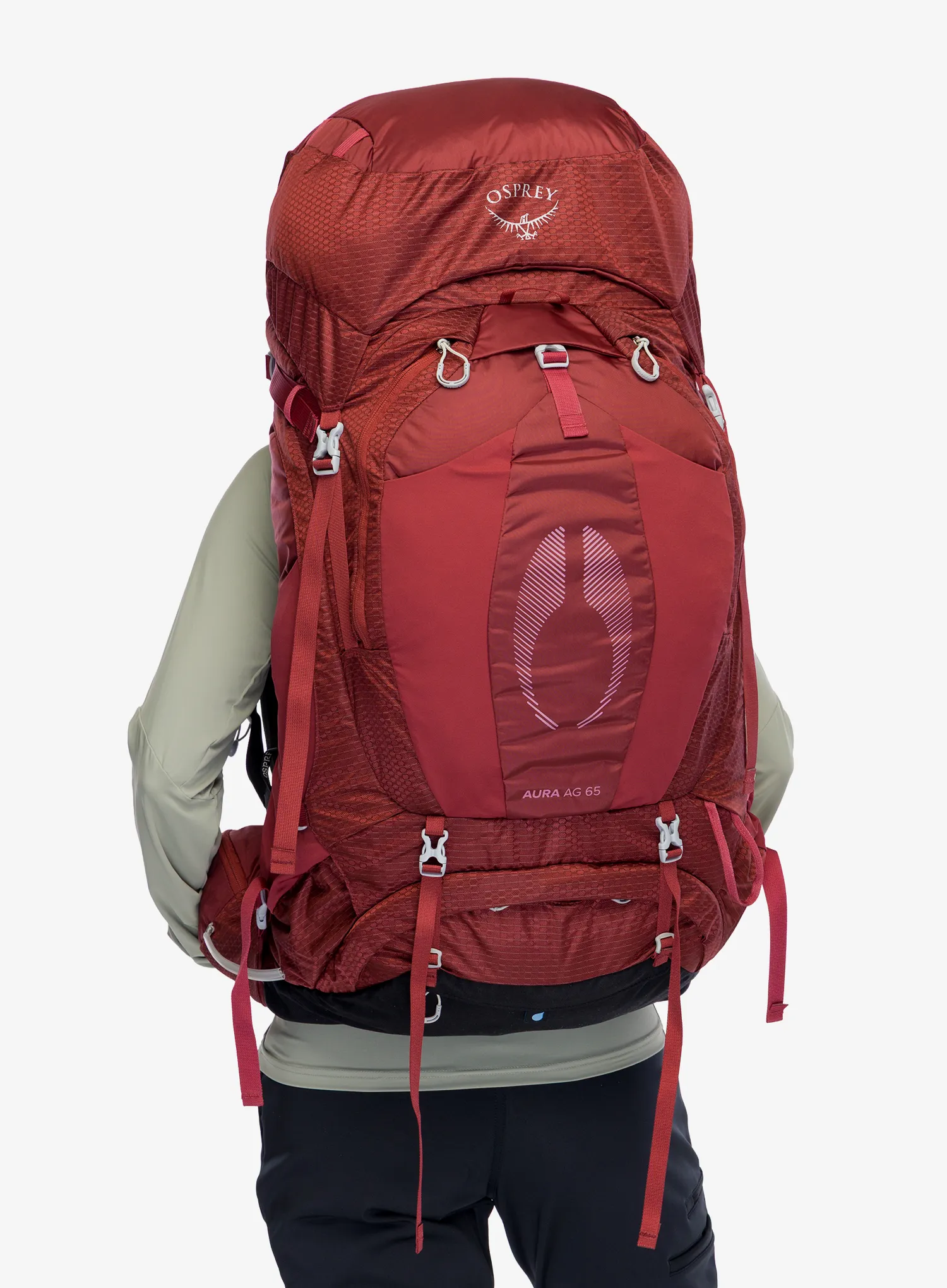 Dámsky trekingový batoh Osprey Aura AG 65 - berry sorbet red