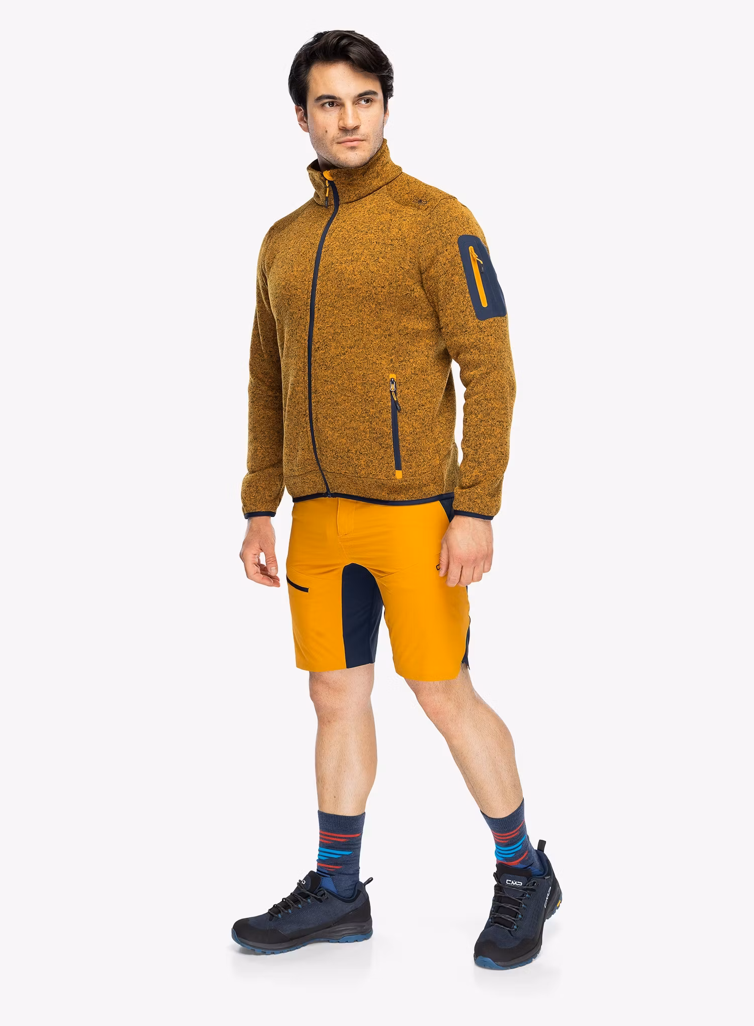 Flísová mikina CMP Perl Jacket Knitted - curcuma/b. blue