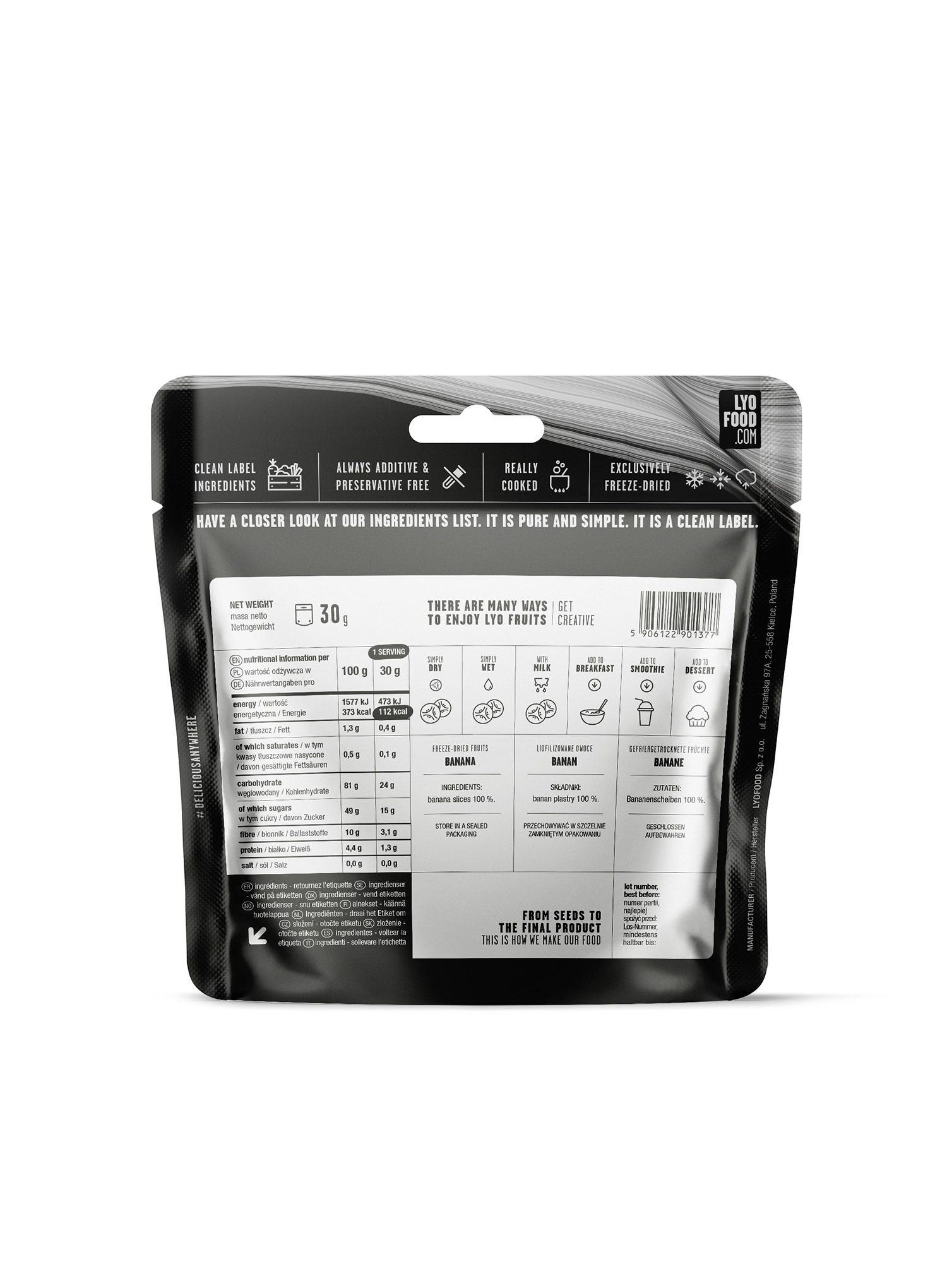 Občerstvenie LYOFOOD Lyofilizovaný banán 30g