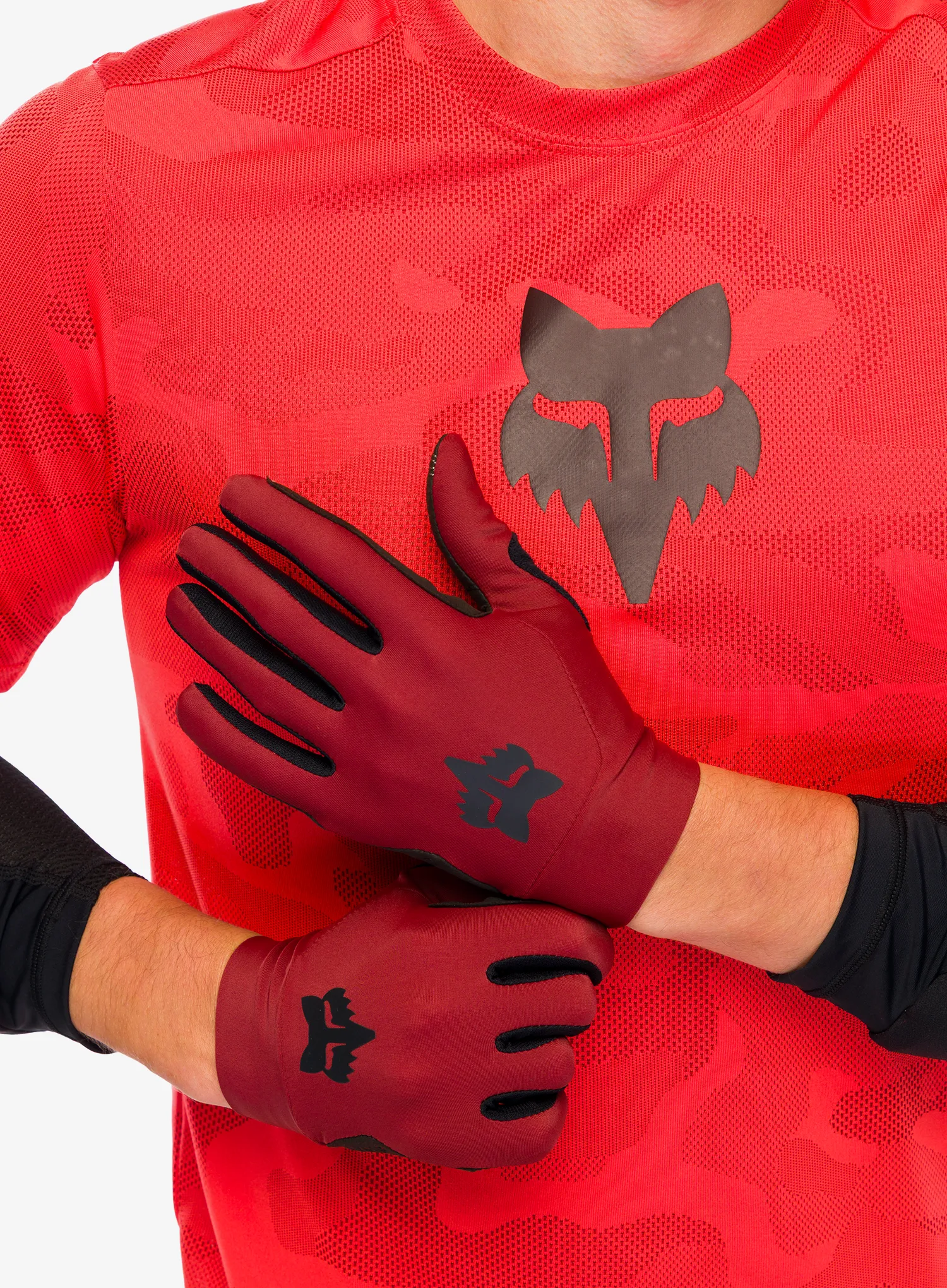 Cyklistické rukavice Fox Flexair Glove - rust