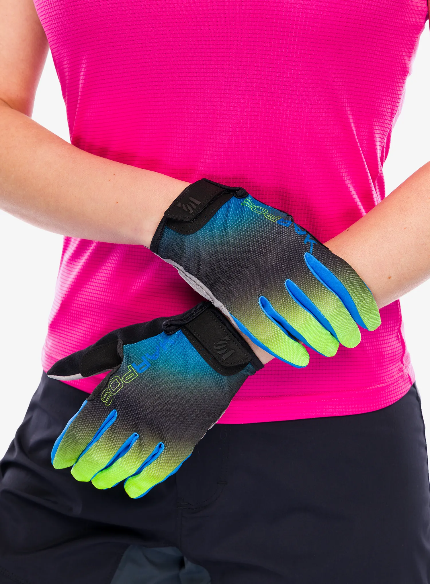 Cyklistické rukavice Karpos Federia Glove - indigo b/black/green fluo