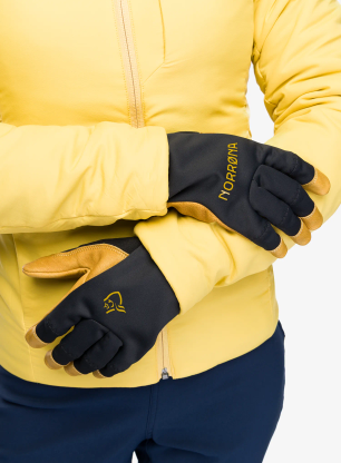 Rukavice softshell Norrona Lyngen Windstopper Leather Gloves - caviar black