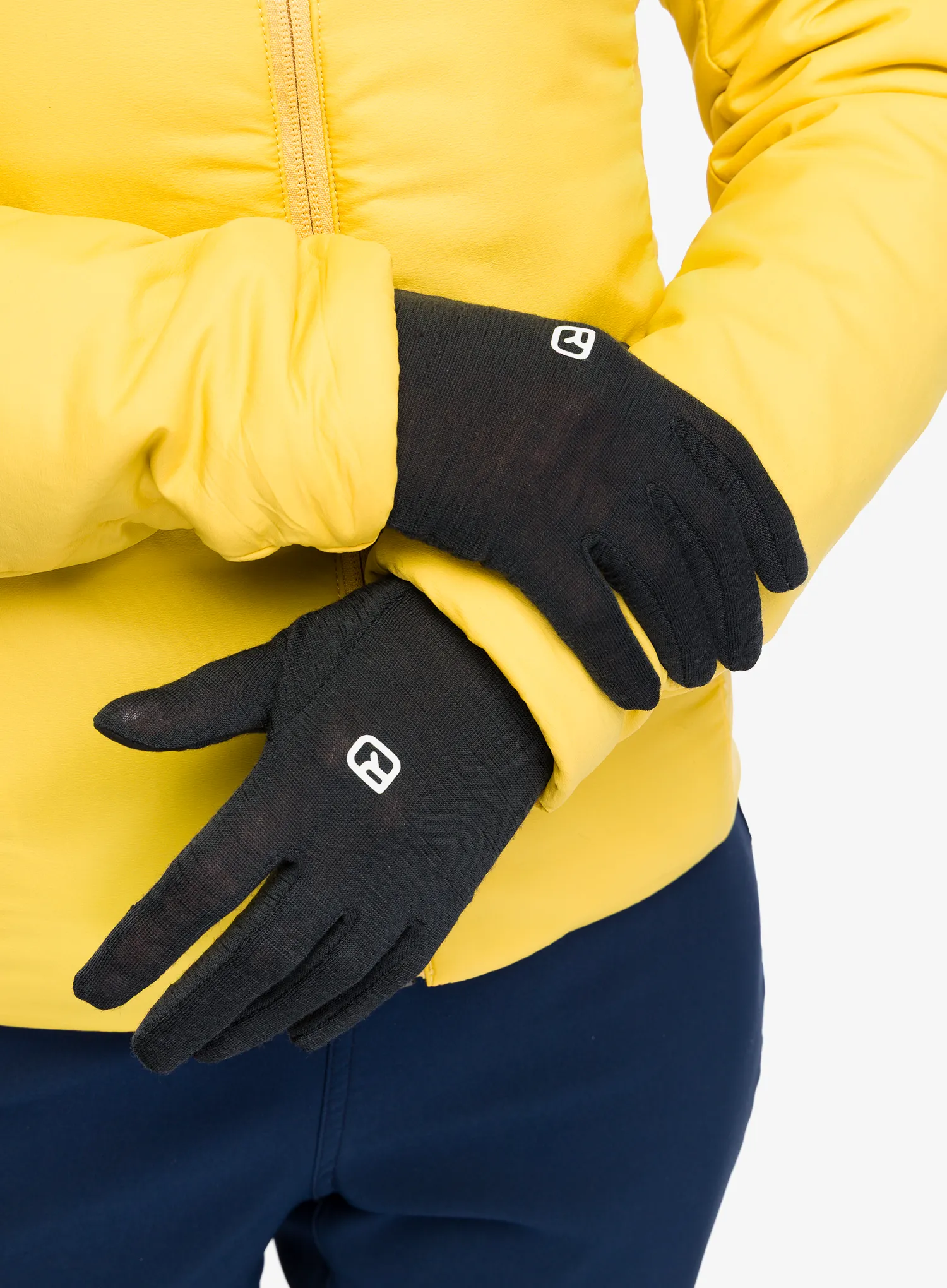 Dámske vlnené rukavice Ortovox 185 Rock'N'Wool Glove Liner - black raven/black