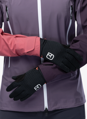 Vetruodolné rukavice dámske Ortovox Fleece Grid Cover Glove - black raven