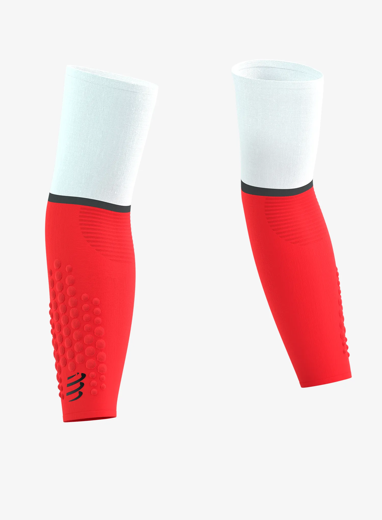 Kompresné rukávy Compressport ArmForce Ultralight - white/fluo red