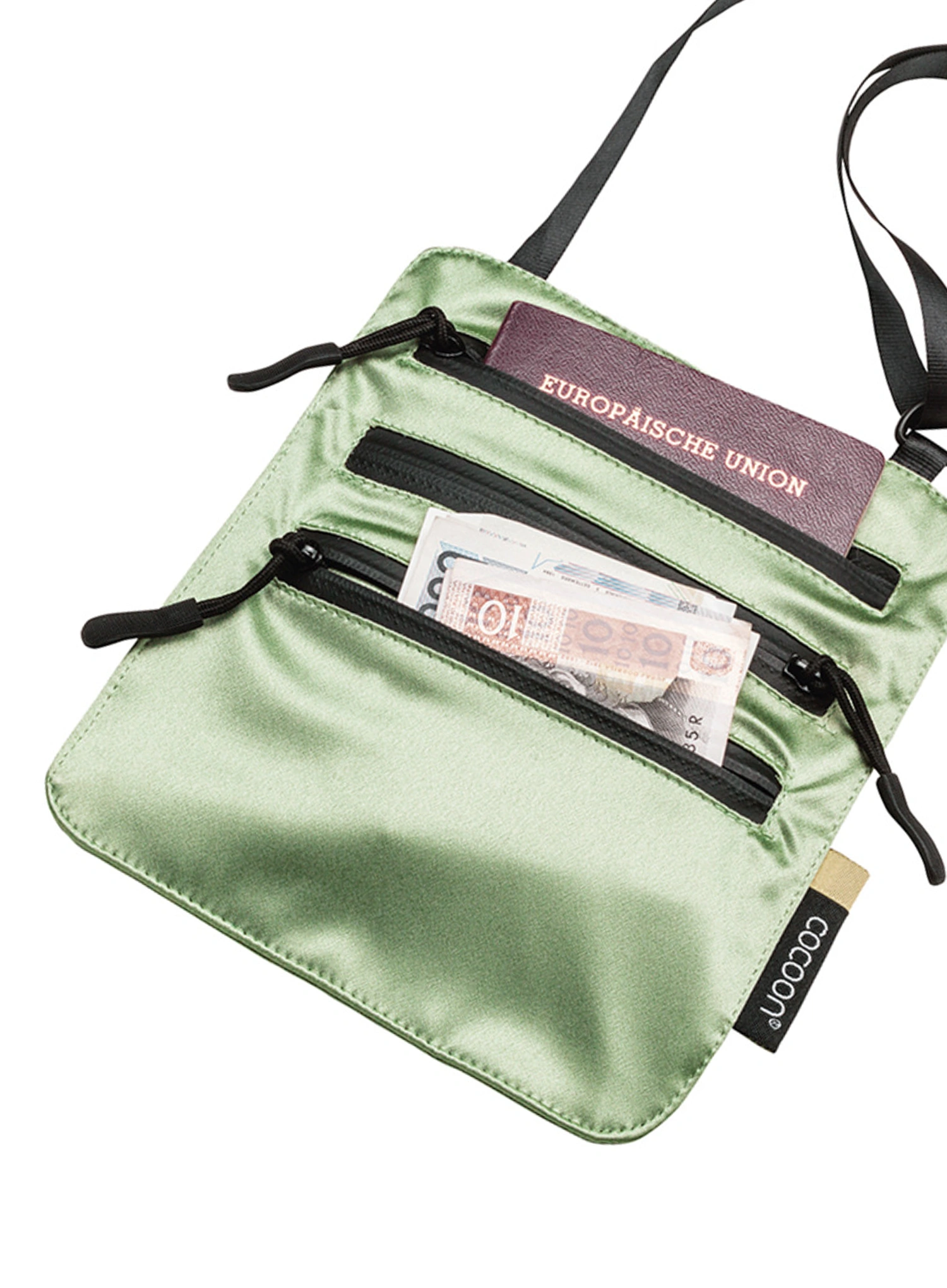 Vrecúško Cocoon Secret Neck Wallet - Silk - light green