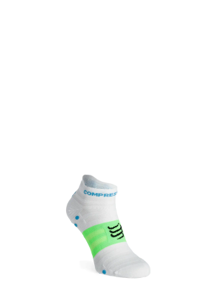 Ponožky na behanie Compressport Pro Racing Socks v4.0 Ultralight Run Low - white/norse blue/neon green