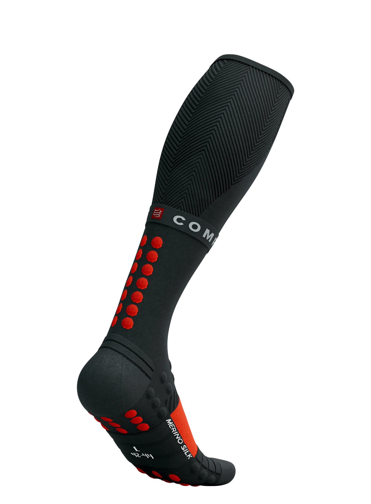 Bežecké ponožky Compressport Full Socks Winter Run - black/high risk red