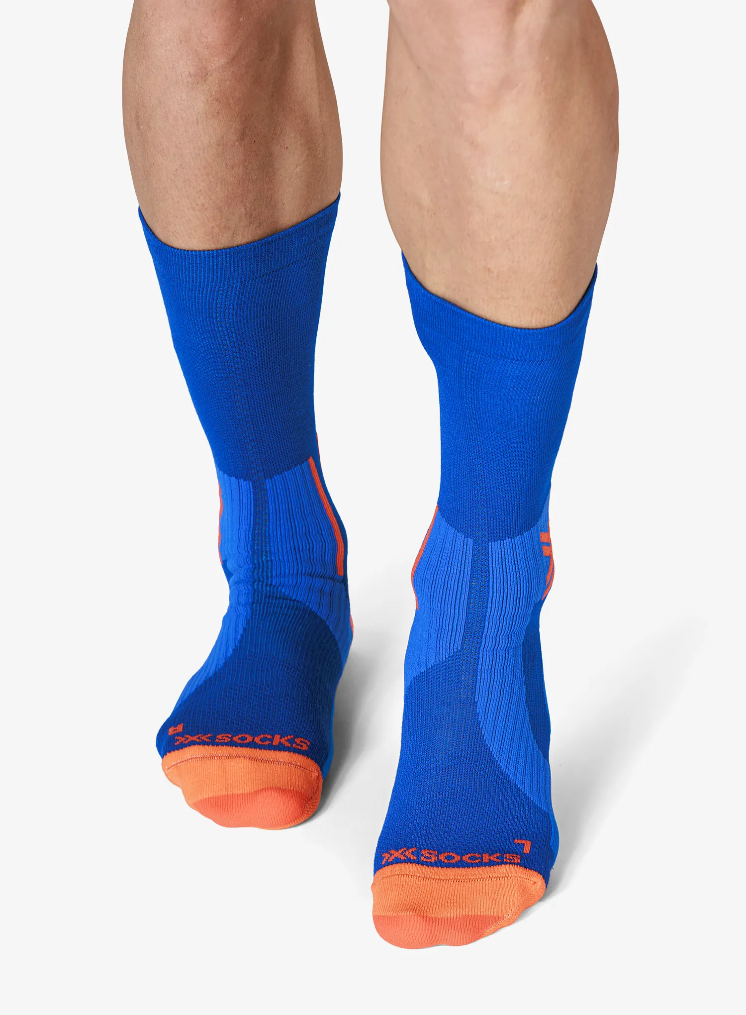 Bežecké ponožky X-Socks Run Perform Warm Crew - twyce blue/orange