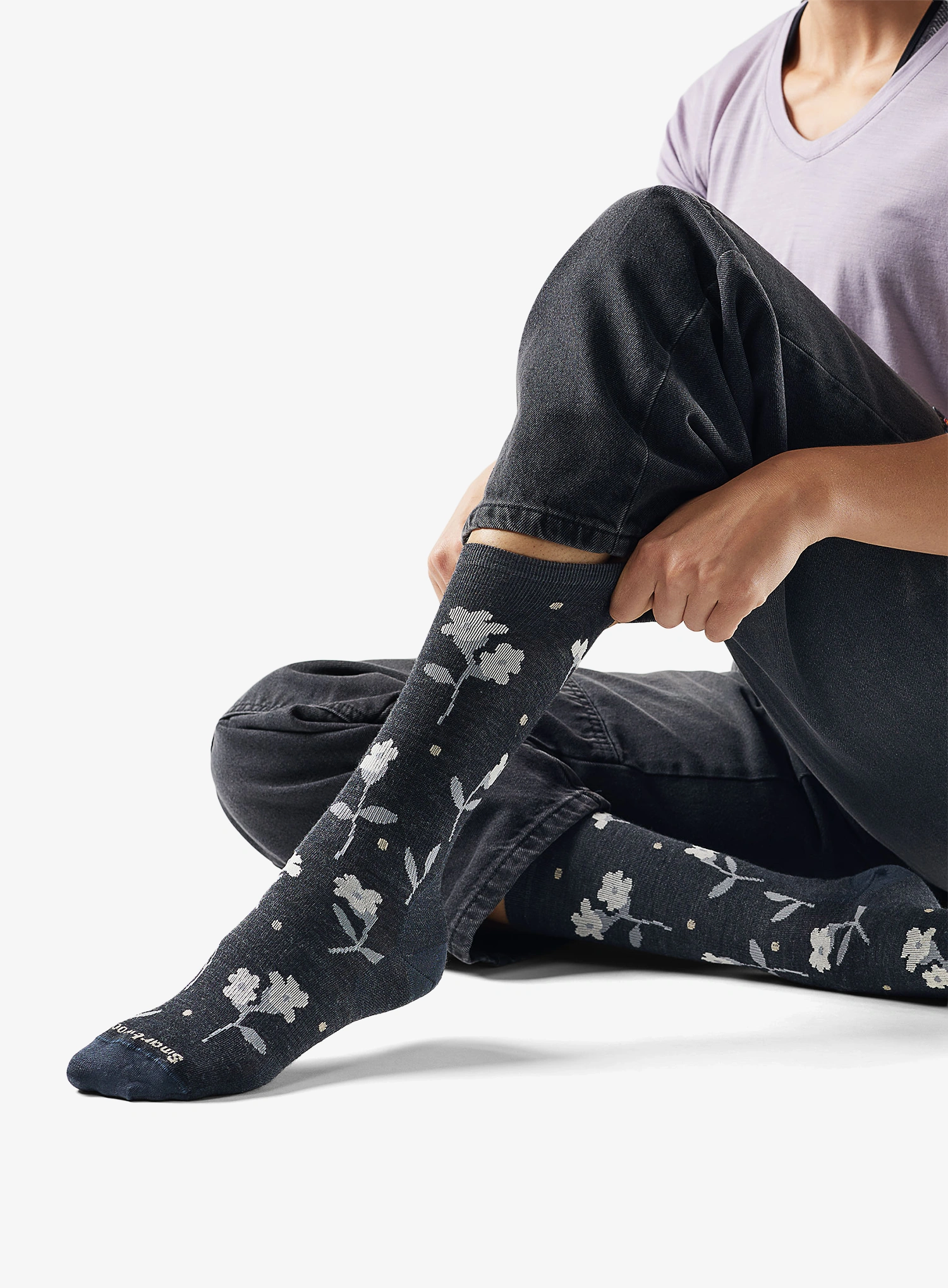 Merino ponožky dámske Smartwool Everyday Garden Gala Crew Socks - charcoal