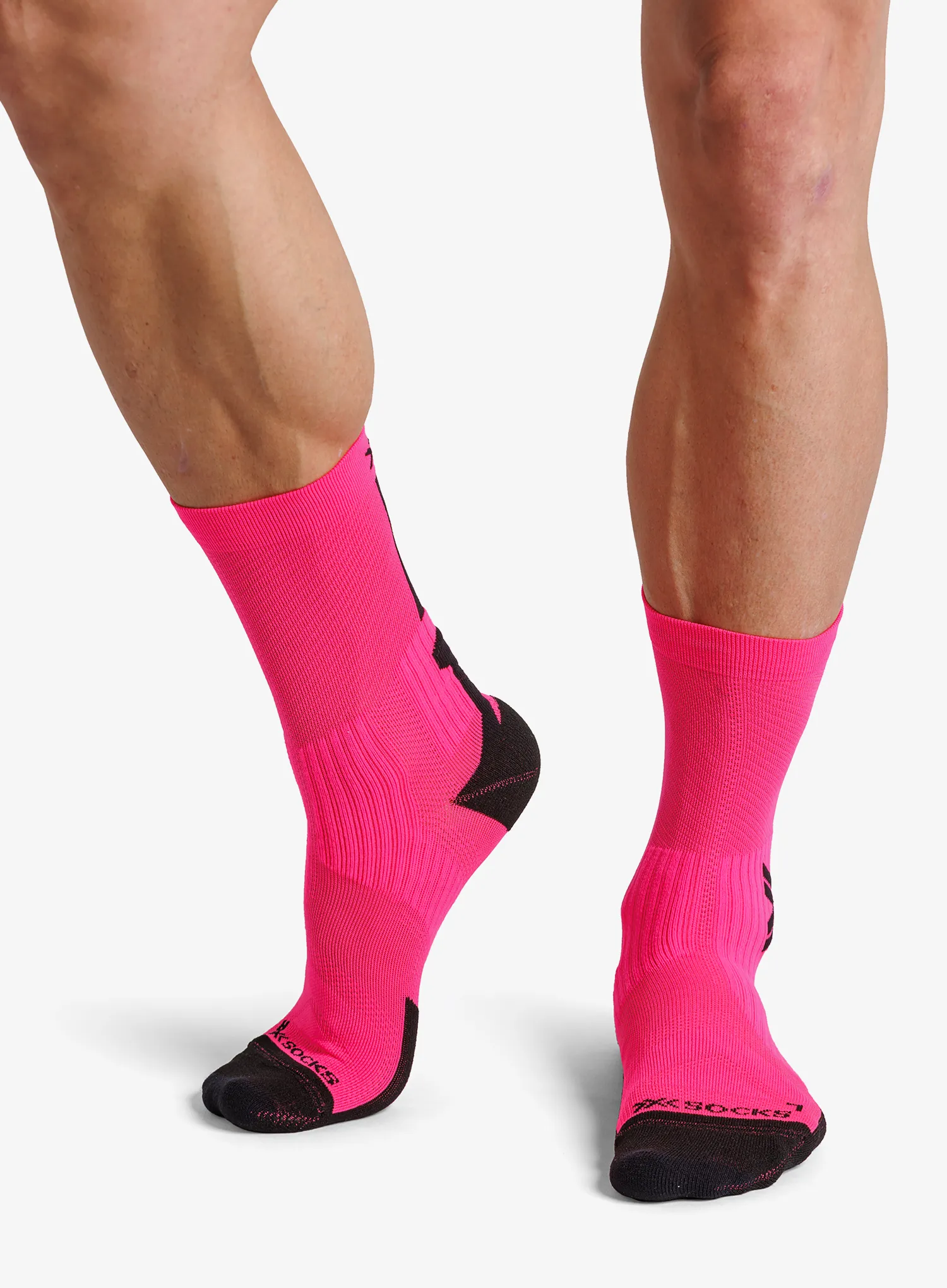 Cyklistické ponožky X-Socks Bike Perform Crew - fluo pink/x black