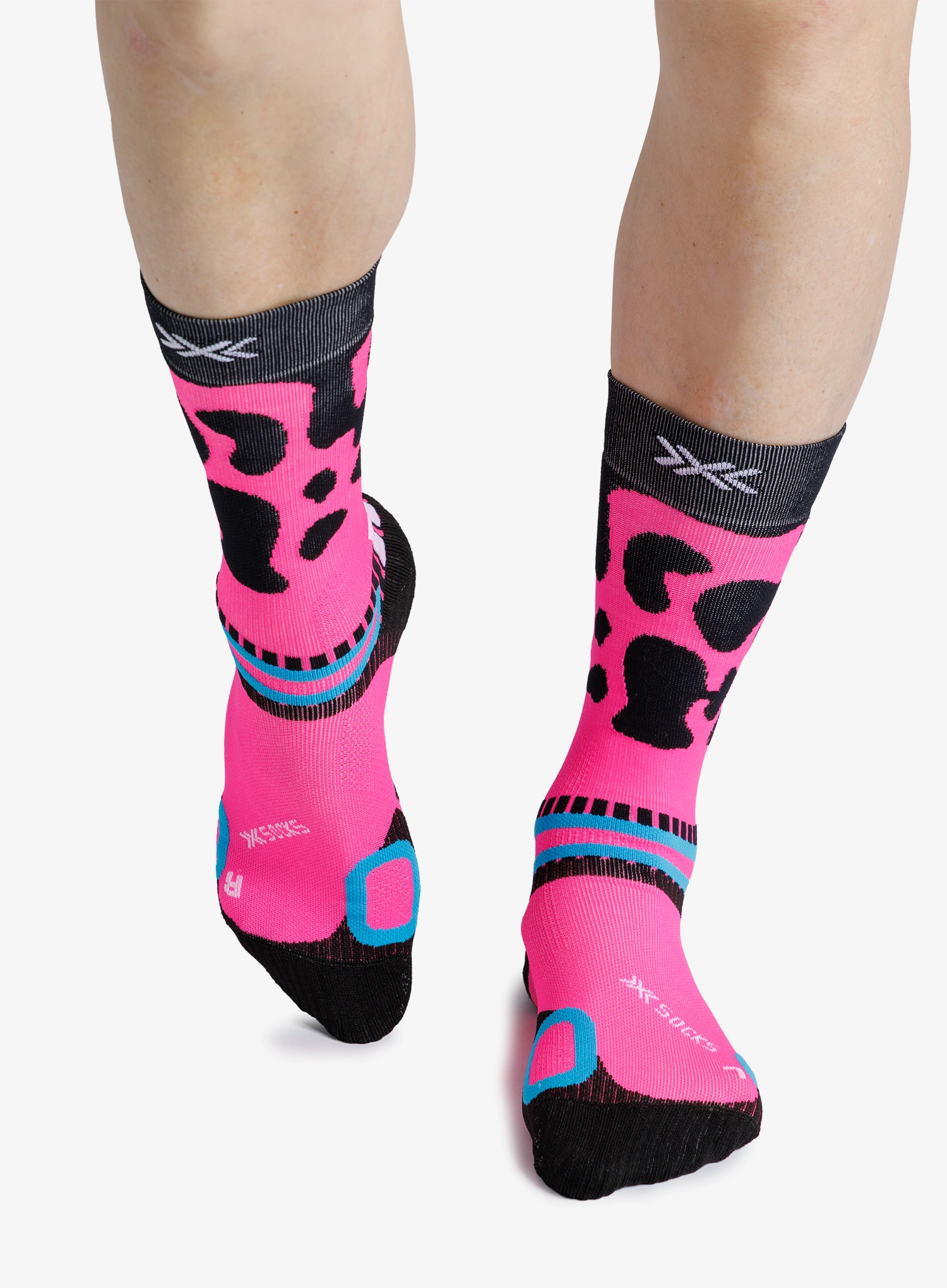 Turistické ponožky X-Socks Hike Discover Crew - fluo pink frog